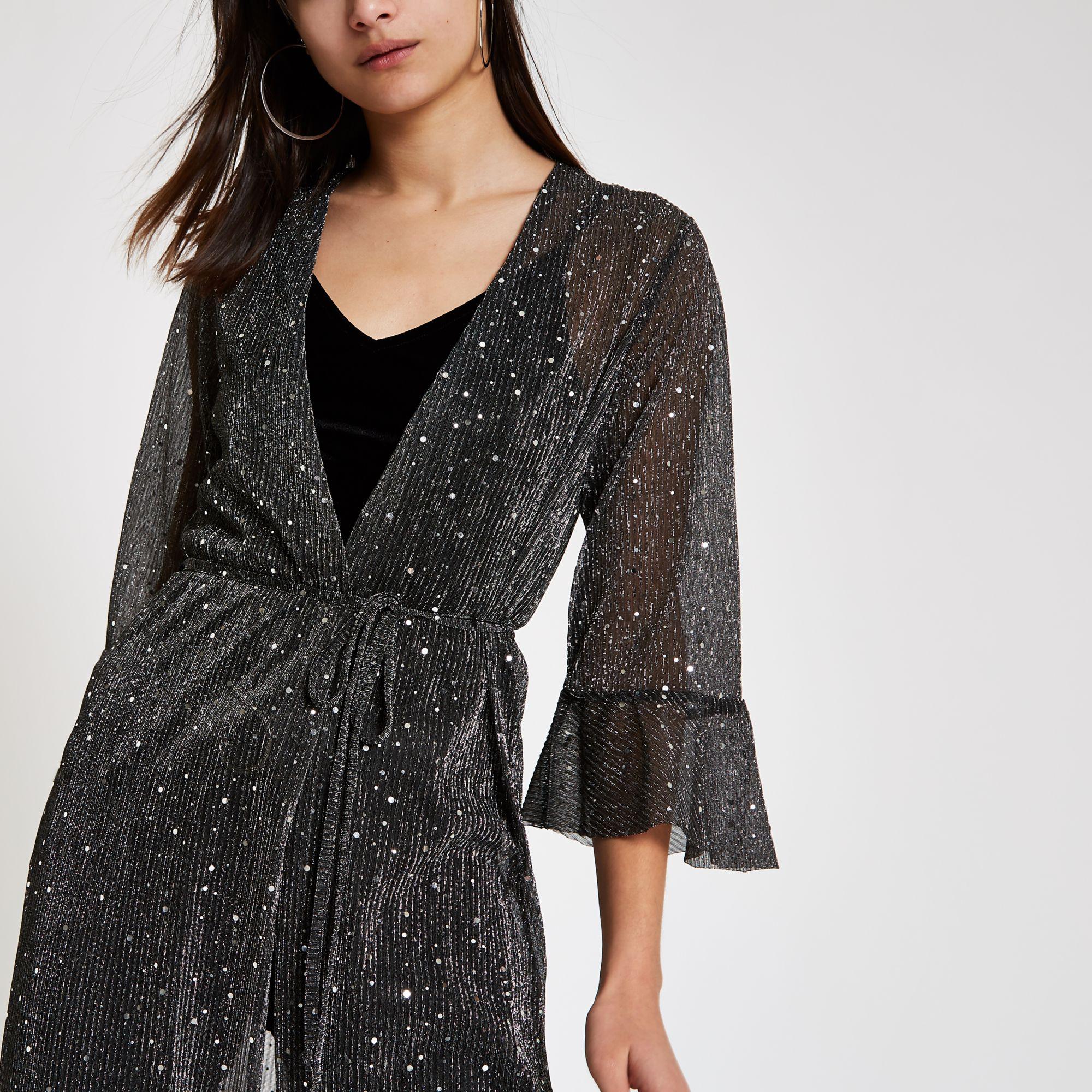 river island black sequin jacket