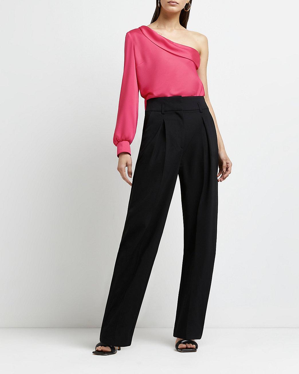 River Island Pink One Shoulder Satin 
