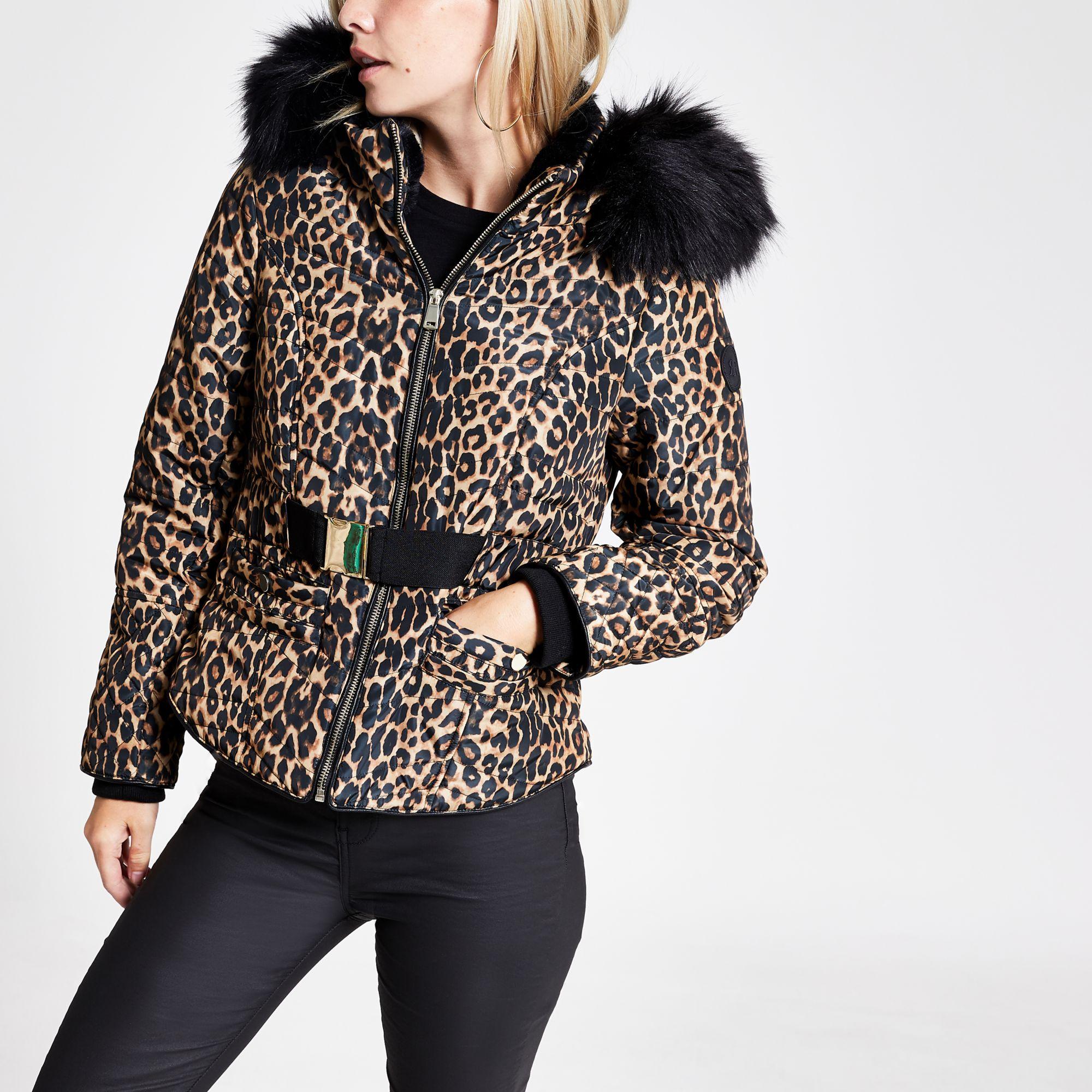 river island leopard coat