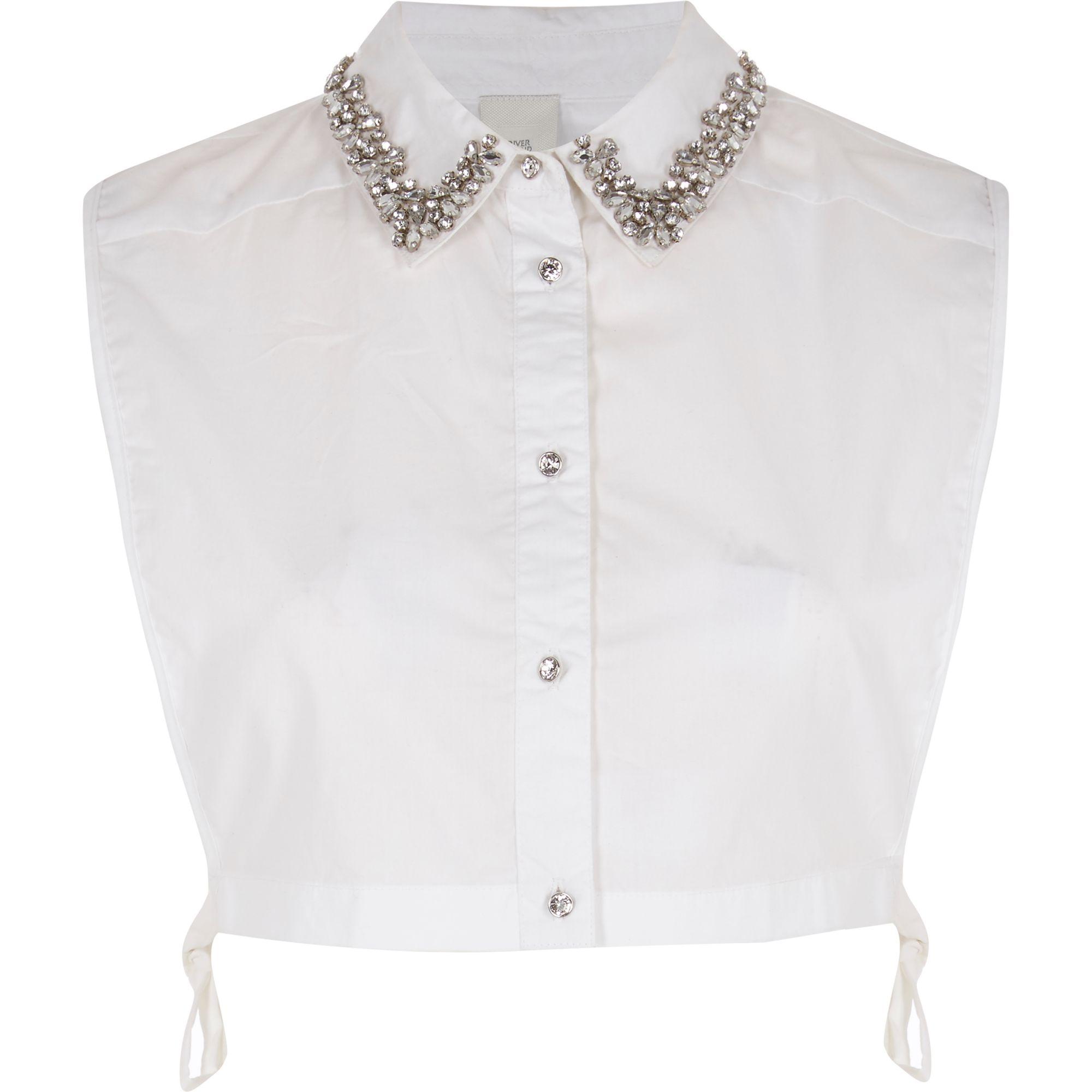 Cotton Diamante Embellished Collar Bib 