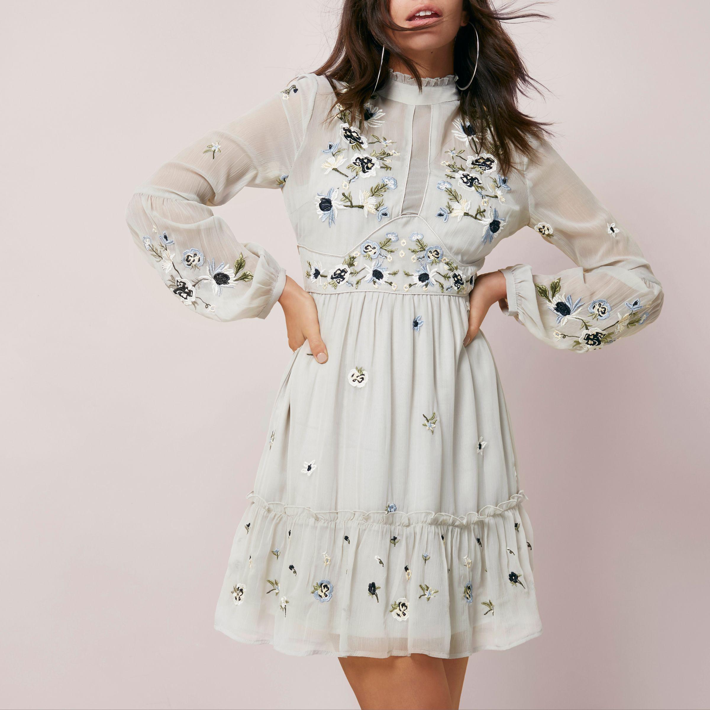 River island embroidered dress Clearance