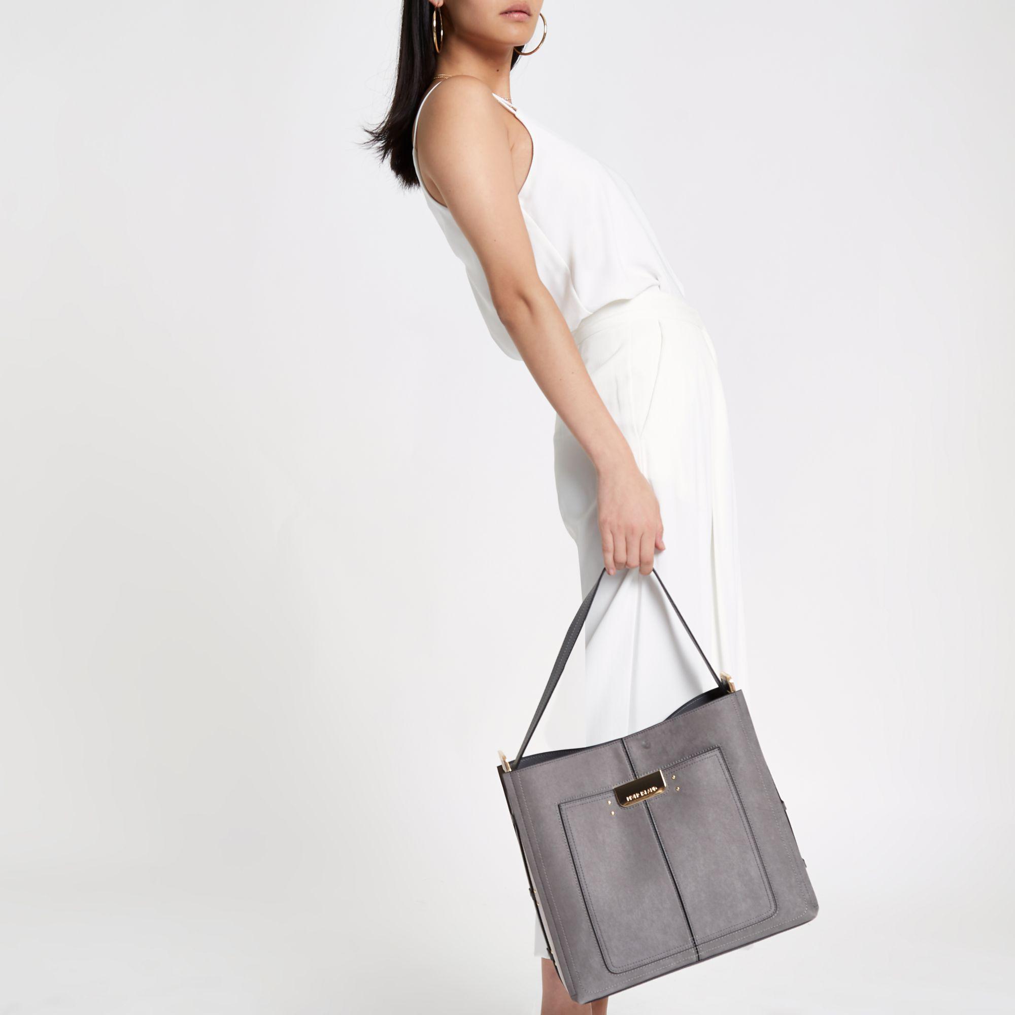 grey tab side slouch bag