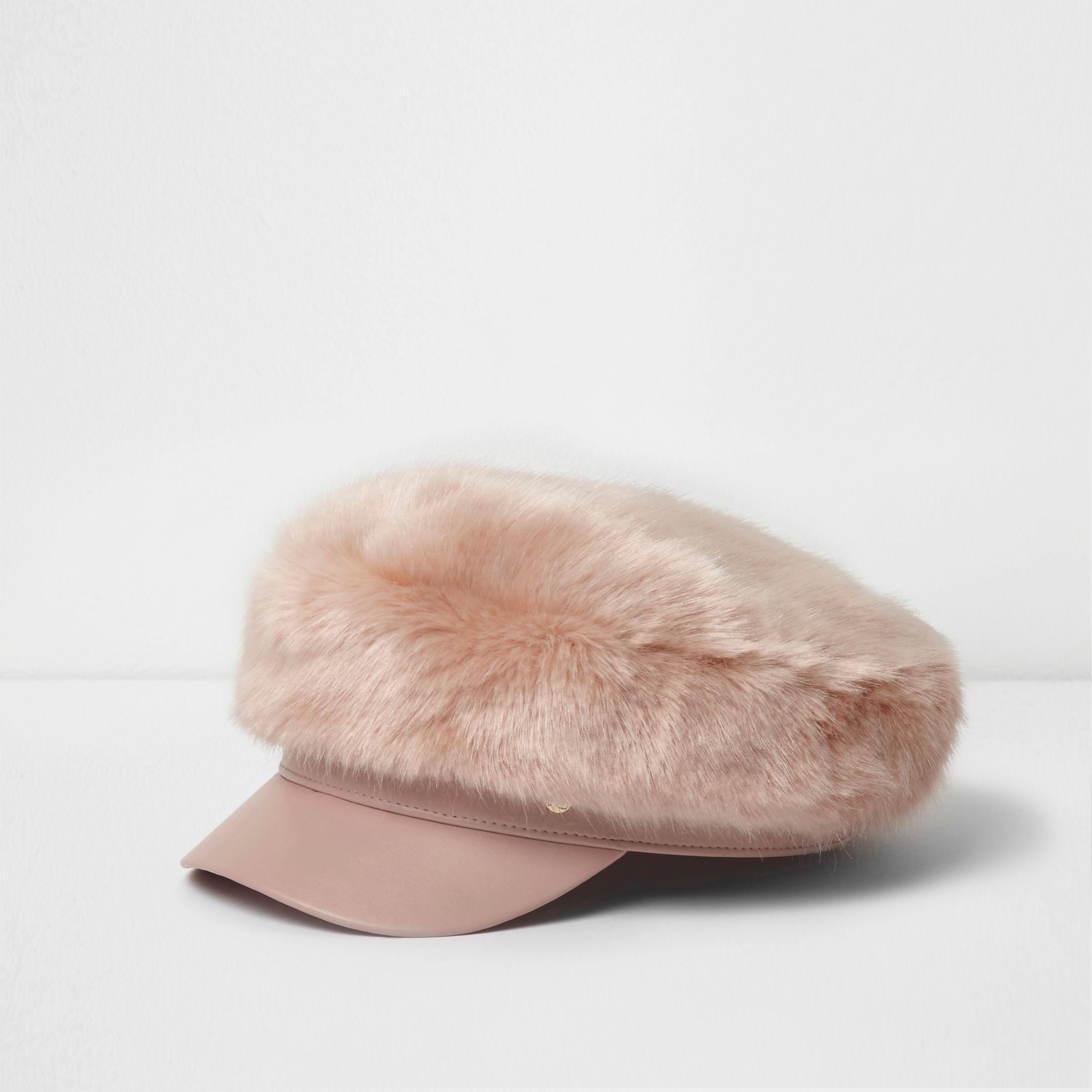 Faux fur baker boy hat Outlet