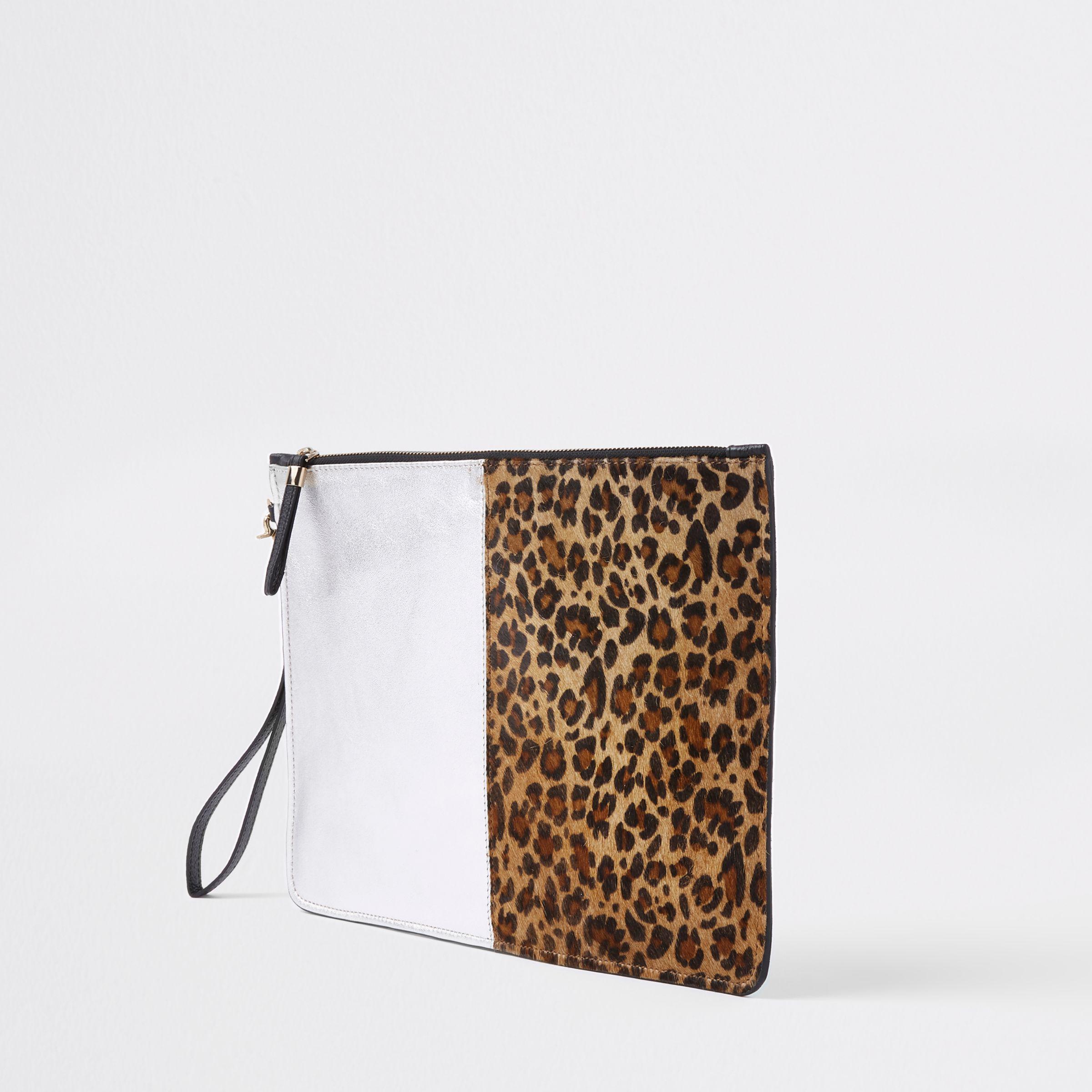leopard print clutch bag river island