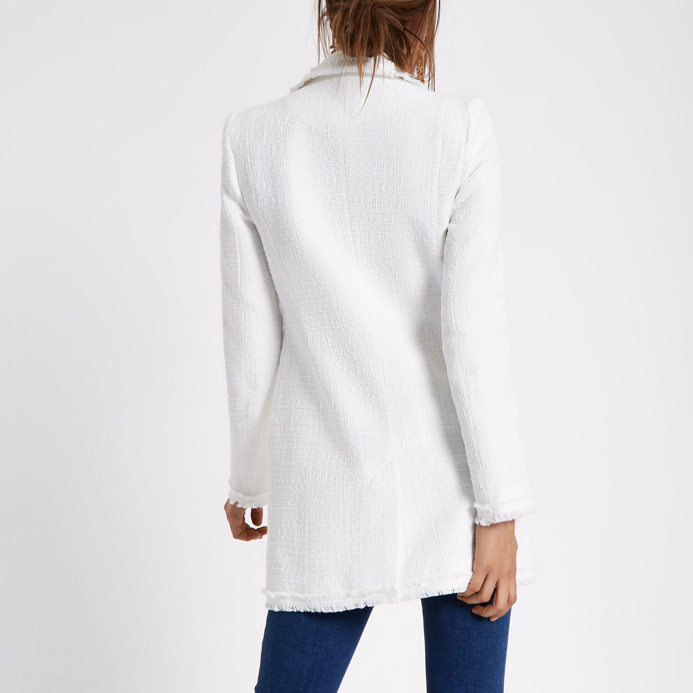 River island hotsell white boucle jacket