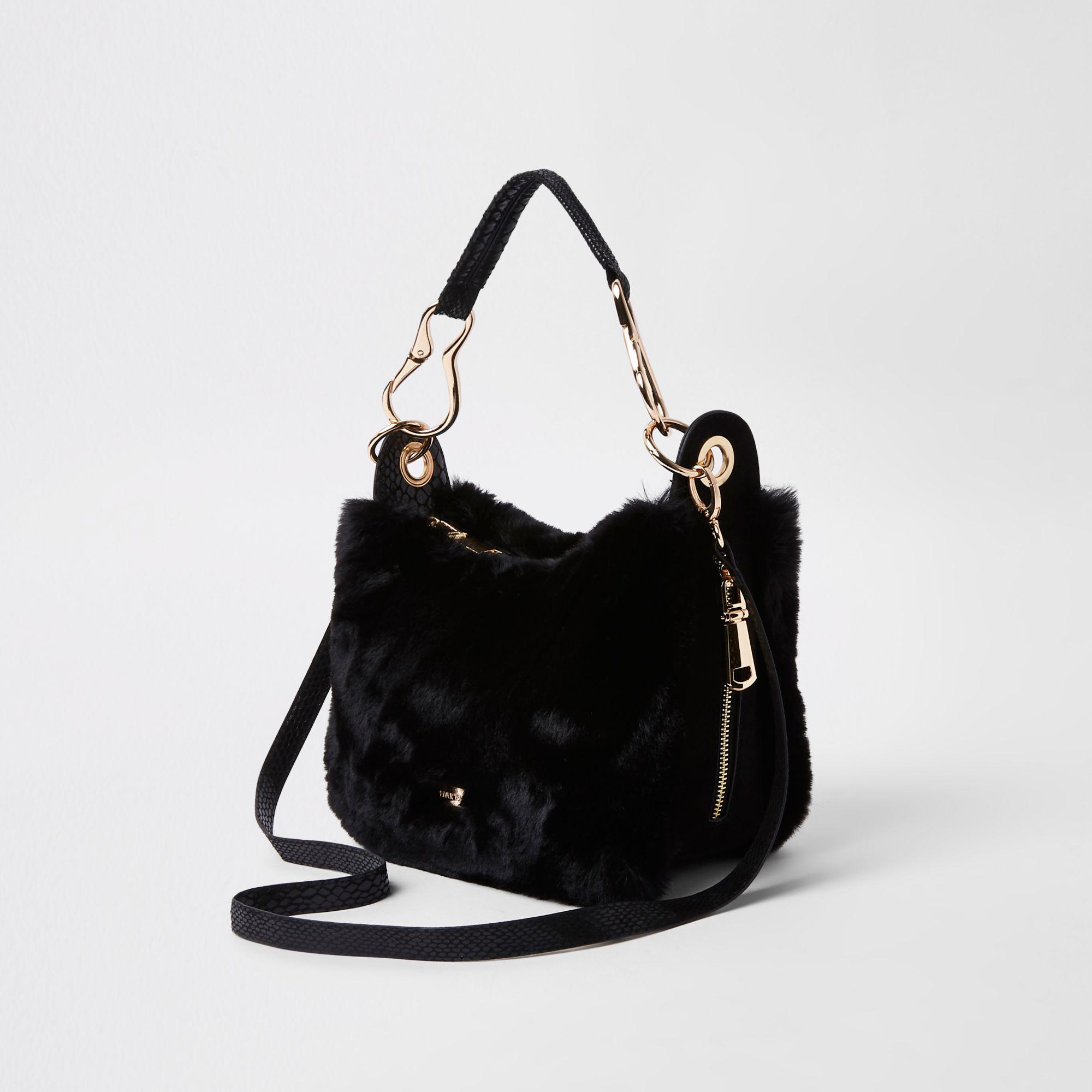 black fur bag river island