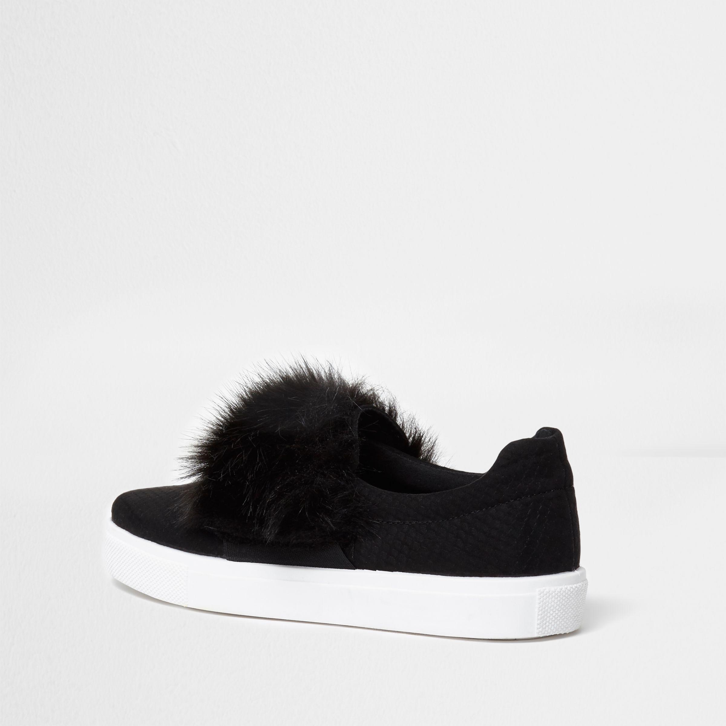 fluffy black shoes