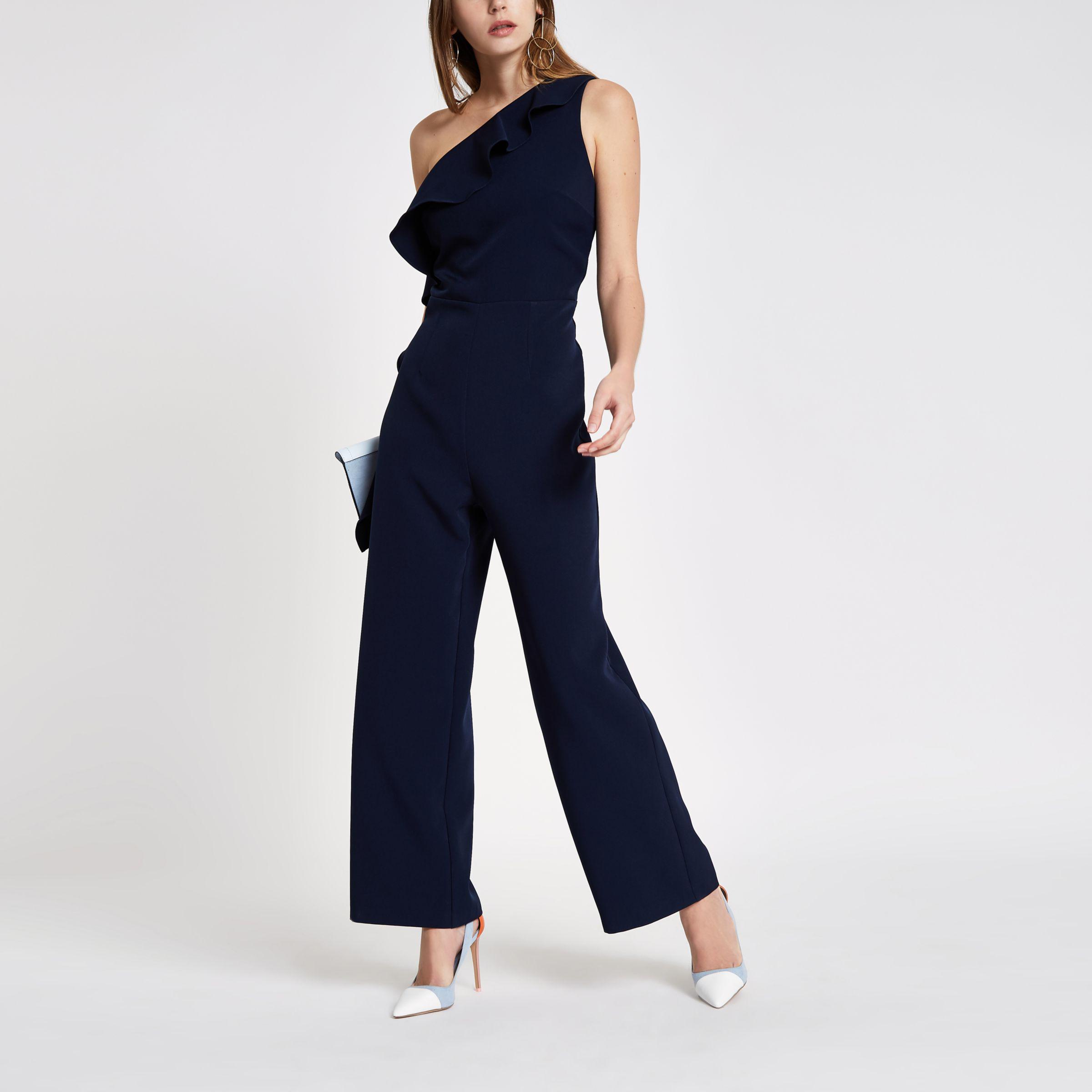 navy frill jumpsuit