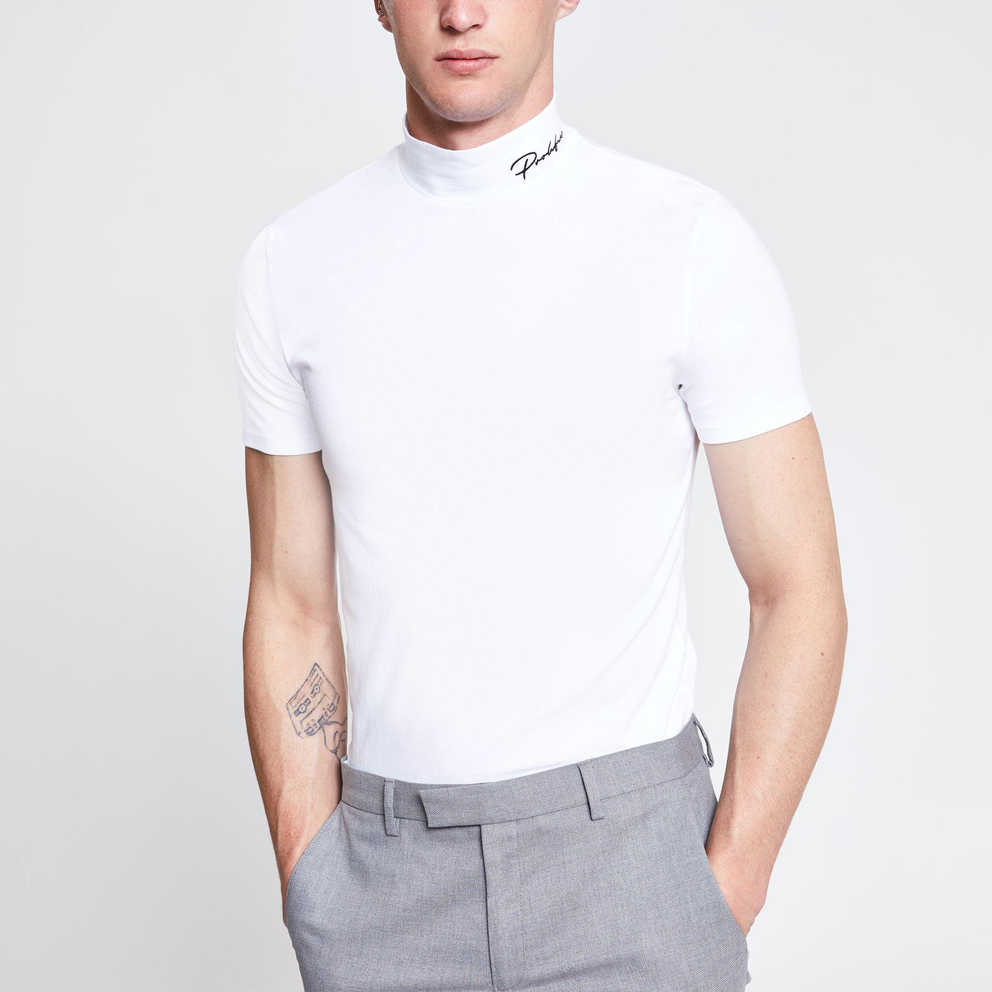 turtle neck t shirt for men white