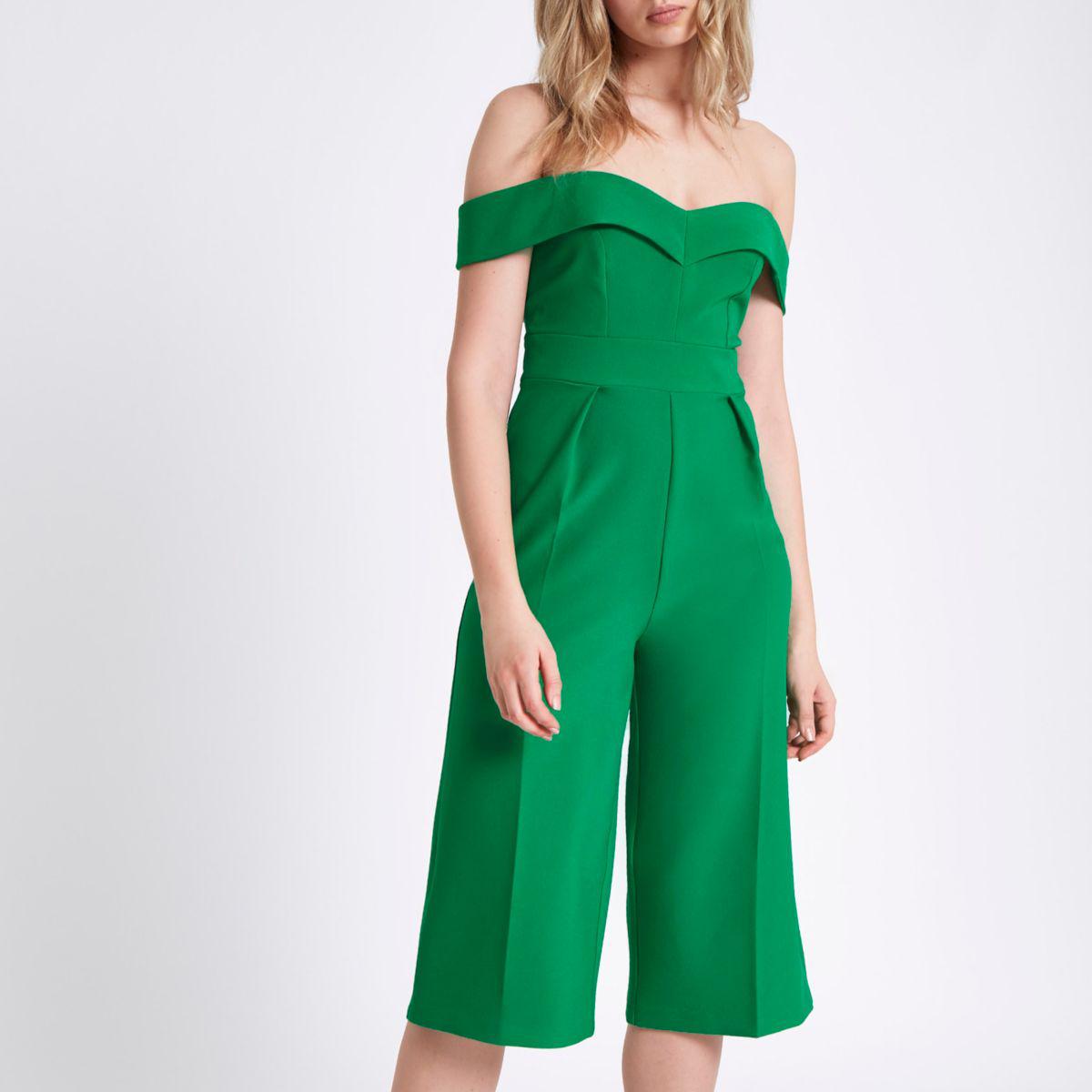 green bardot jumpsuit