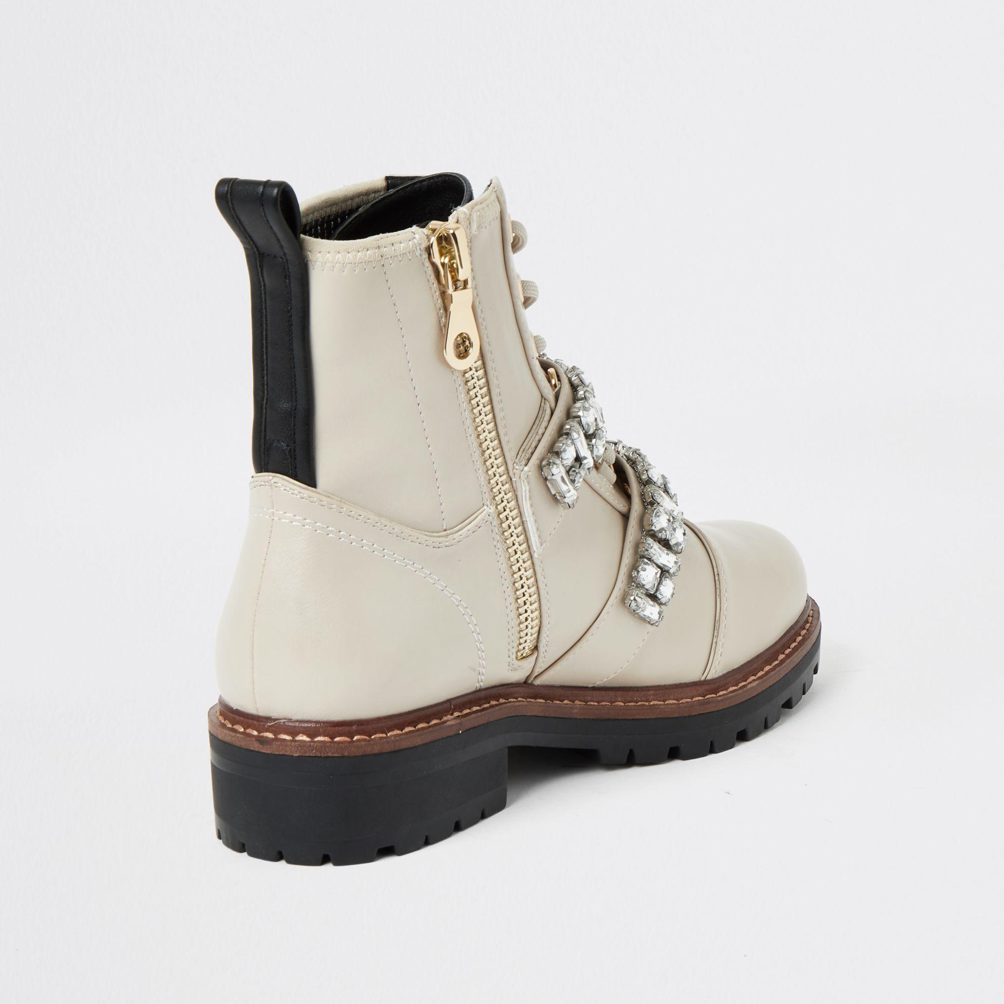 cream biker boots