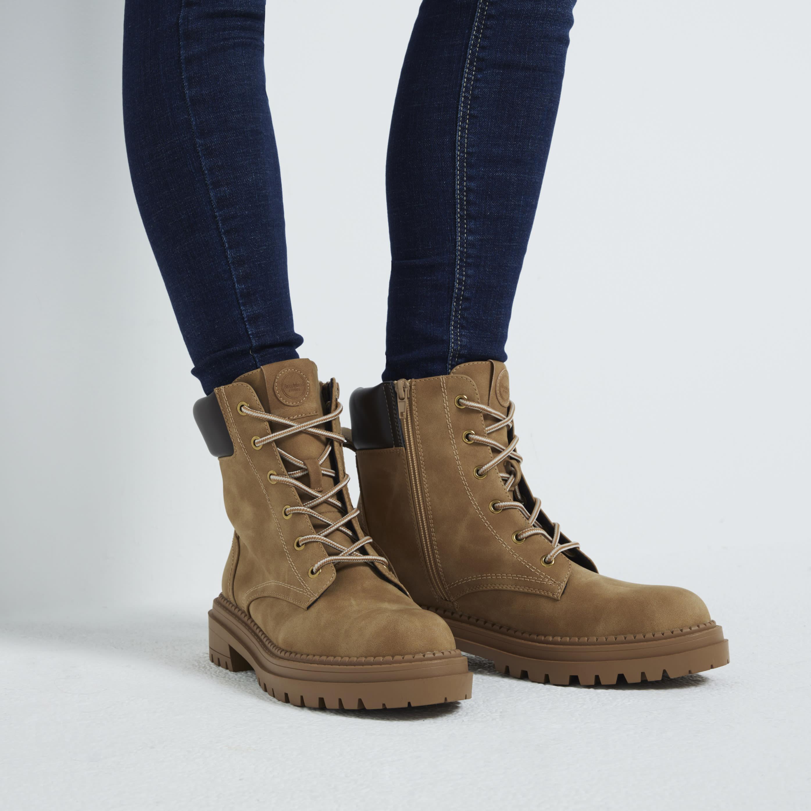 River Island Beige Lace Up Hiker Boots in Blue Lyst UK