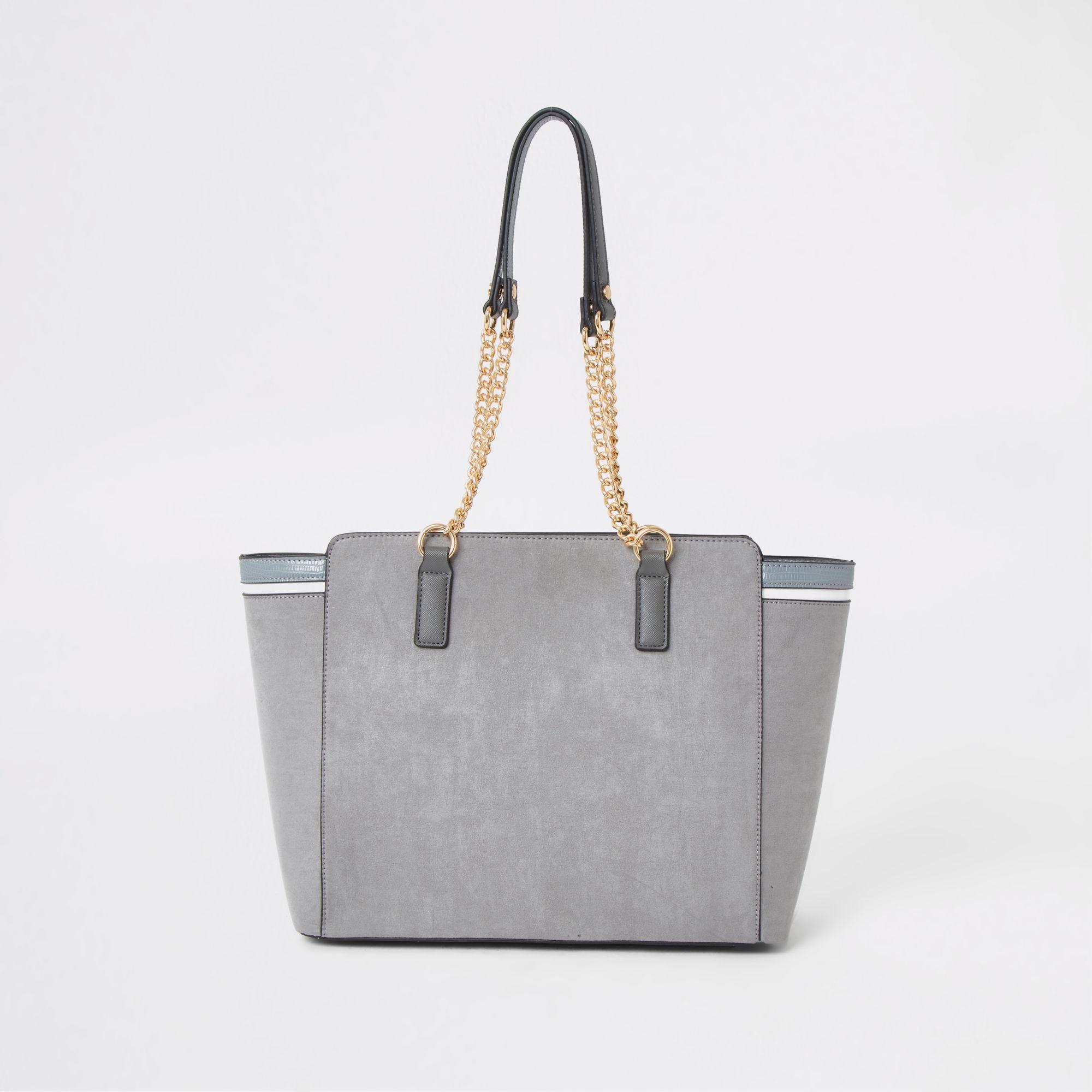 River Island Grey Chain Front Winged Tote Bag in Grey | Lyst Canada