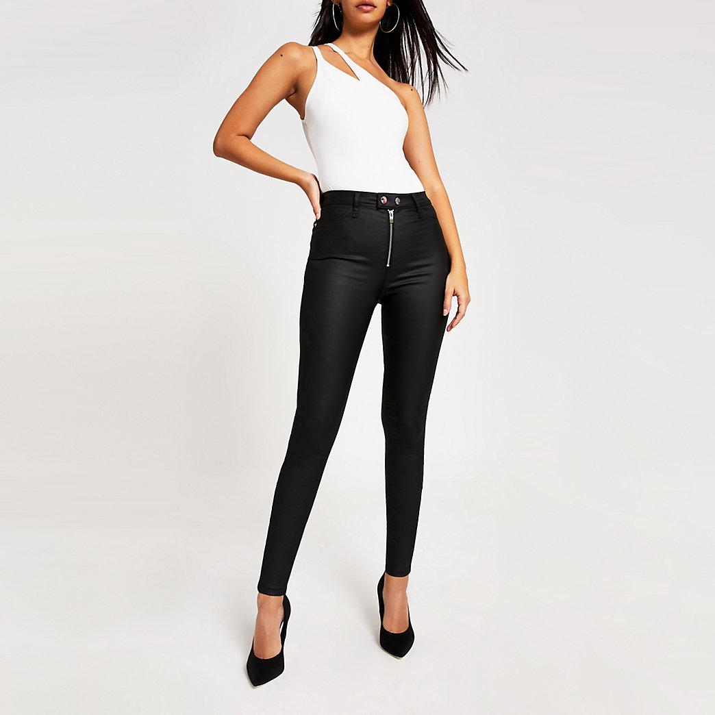 black harper coated high rise skinny jeans