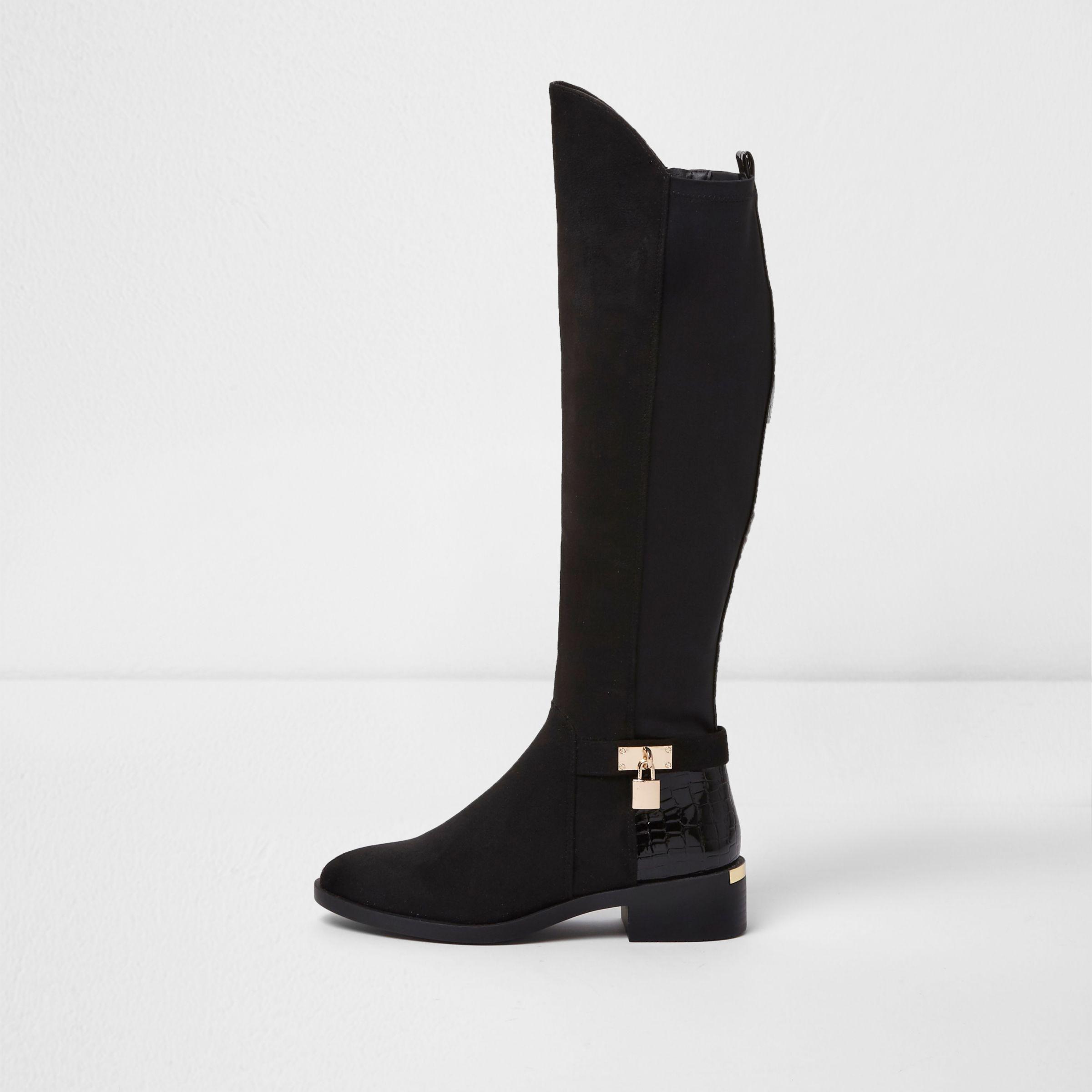 Wide Fit Knee High Riding Boots - Lyst