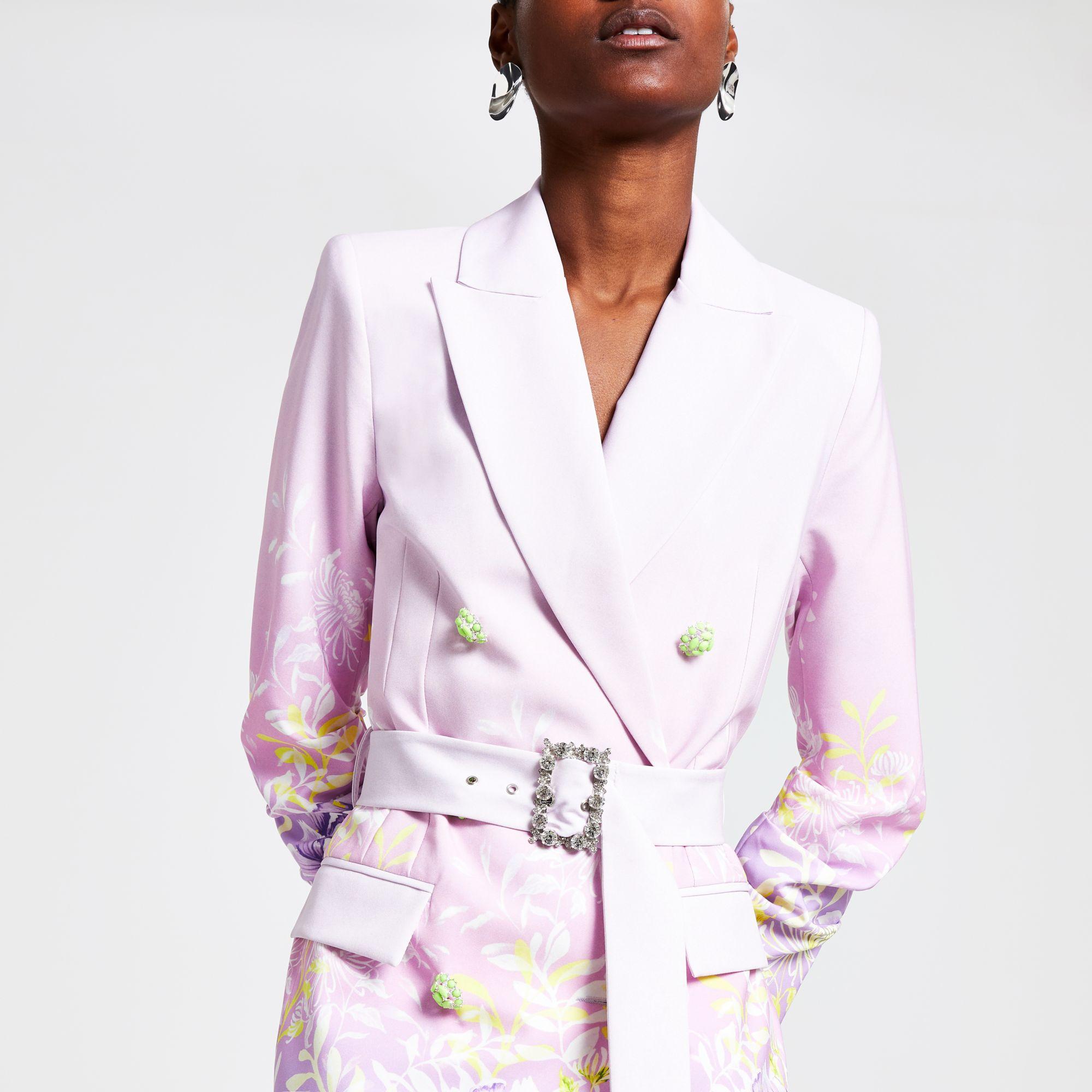 purple floral blazer