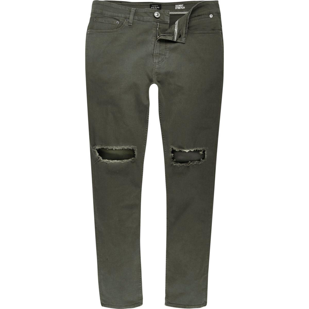 dark green ripped jeans