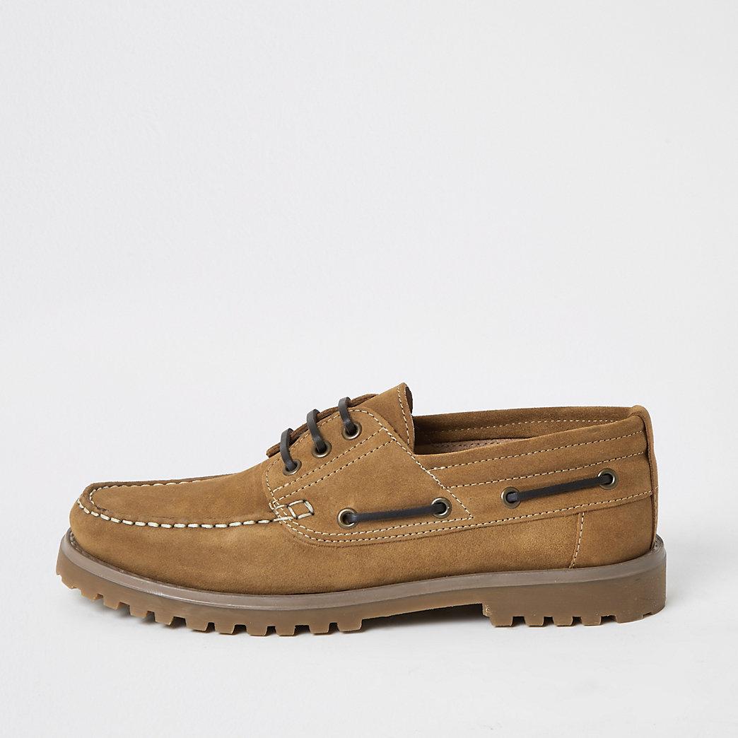 mens tan suede boat shoes
