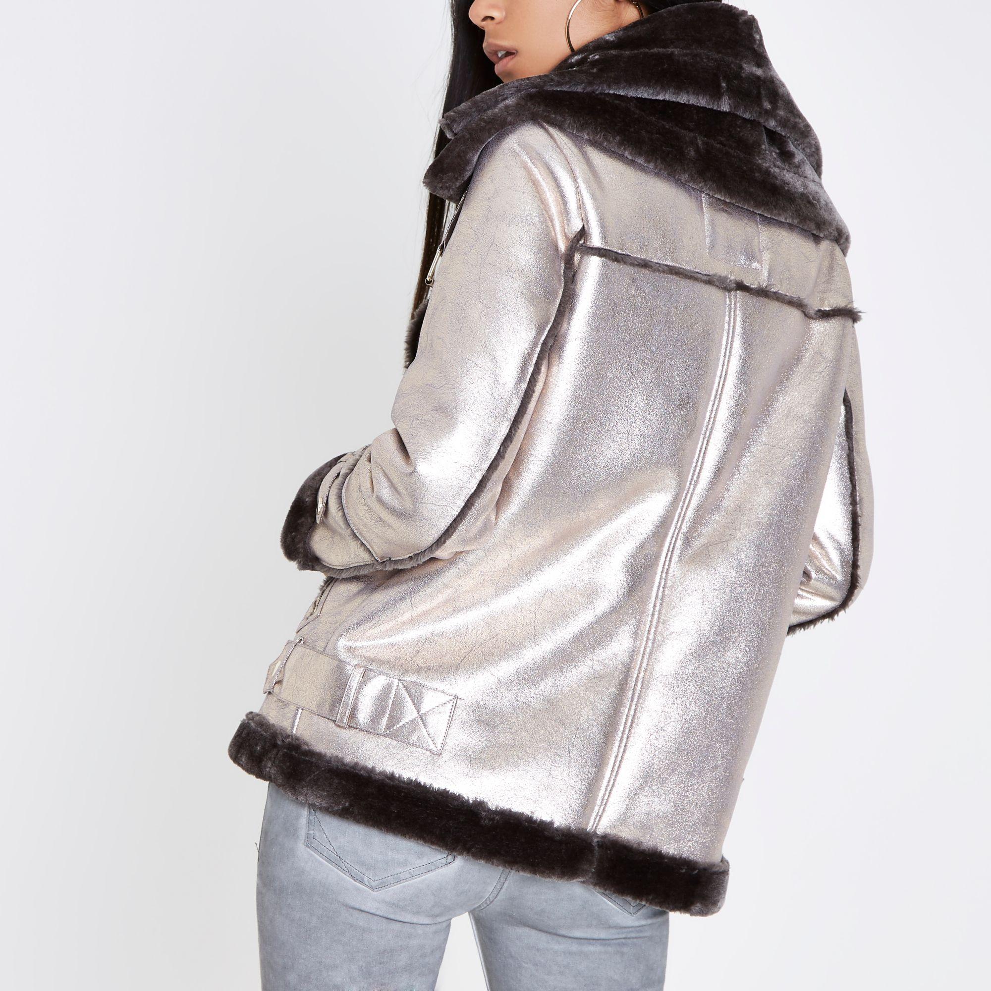 metallic aviator jacket