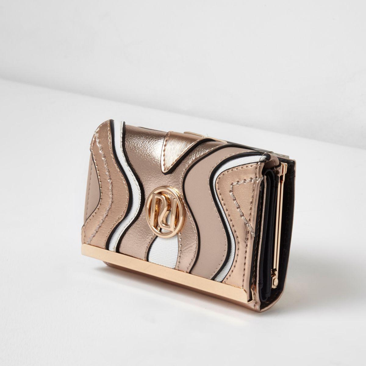river island rose gold purse