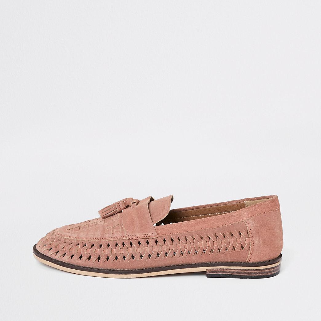 pink suede moccasins