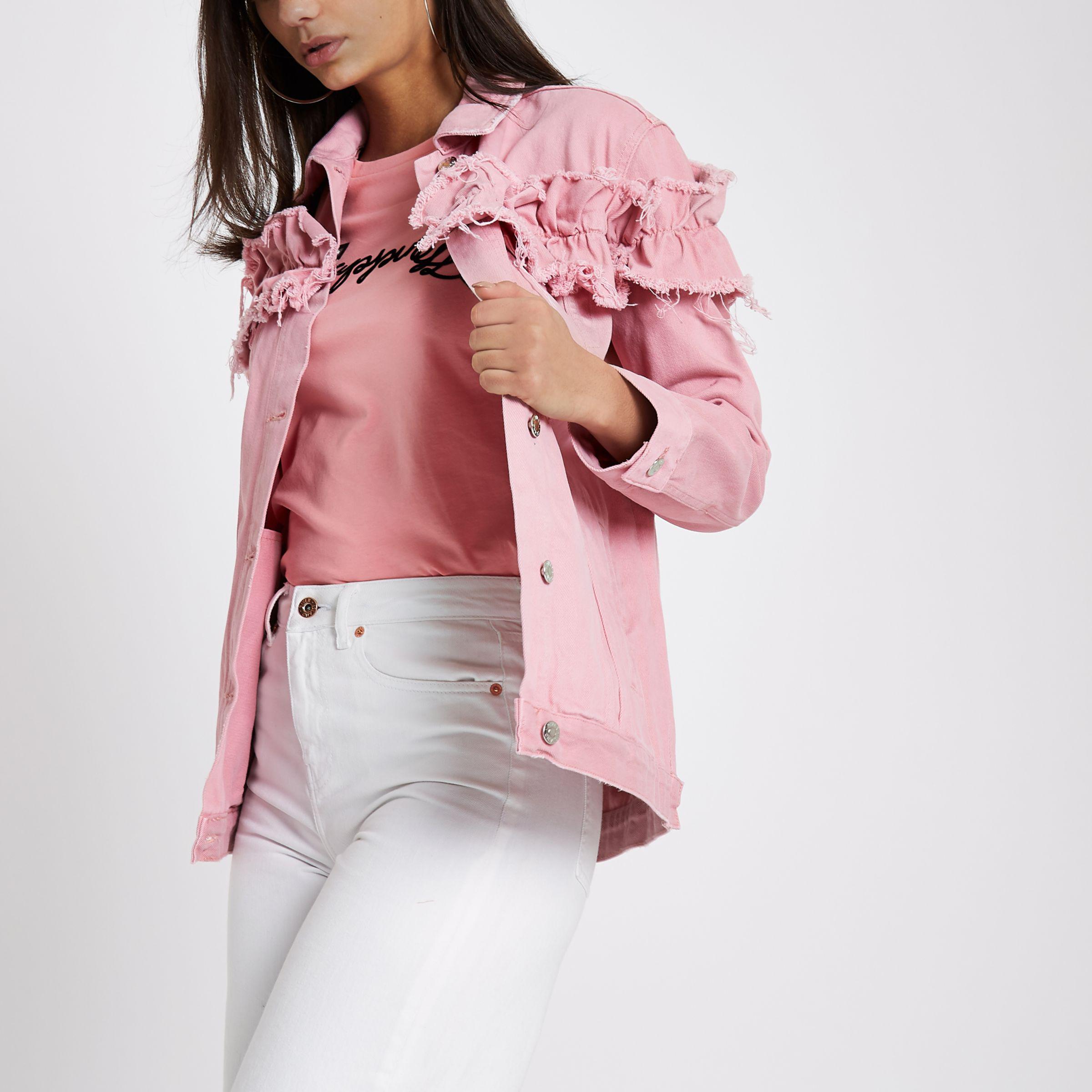 river island pink denim jacket