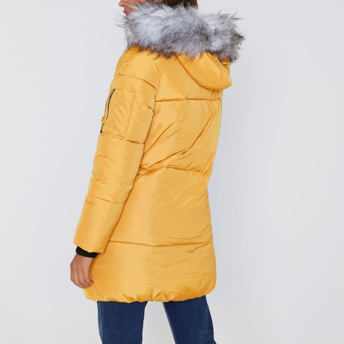 river island yellow puffer coat