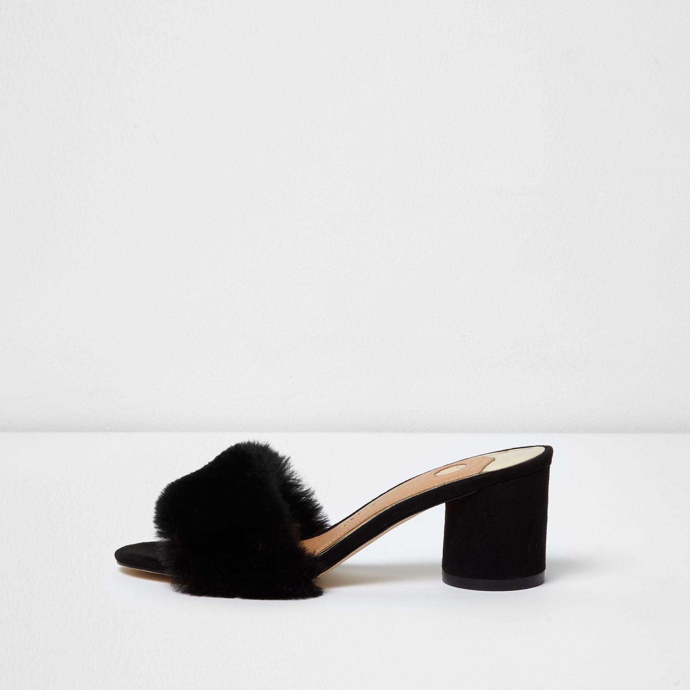 fur mule heel
