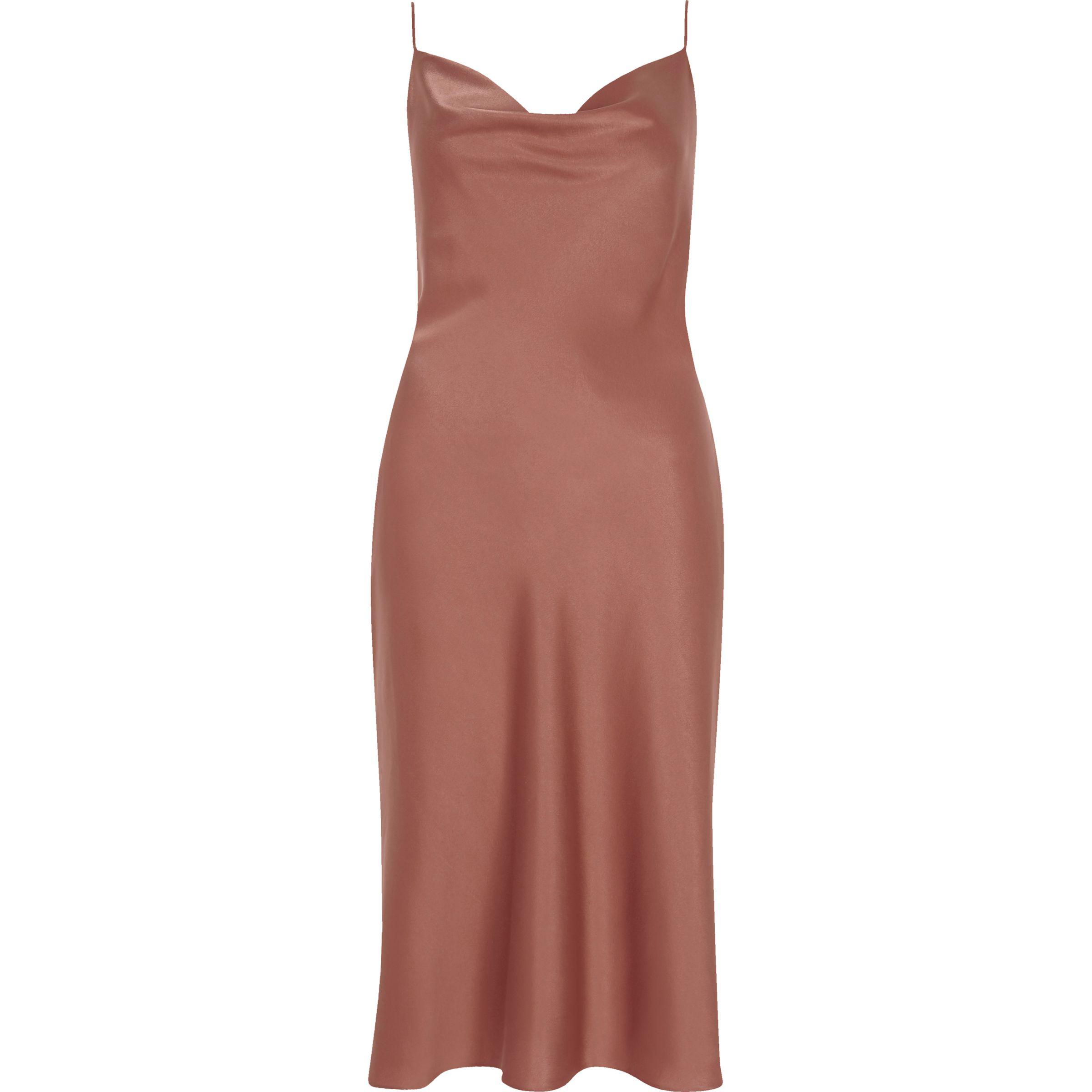 river island slip dress with cowl neck in red