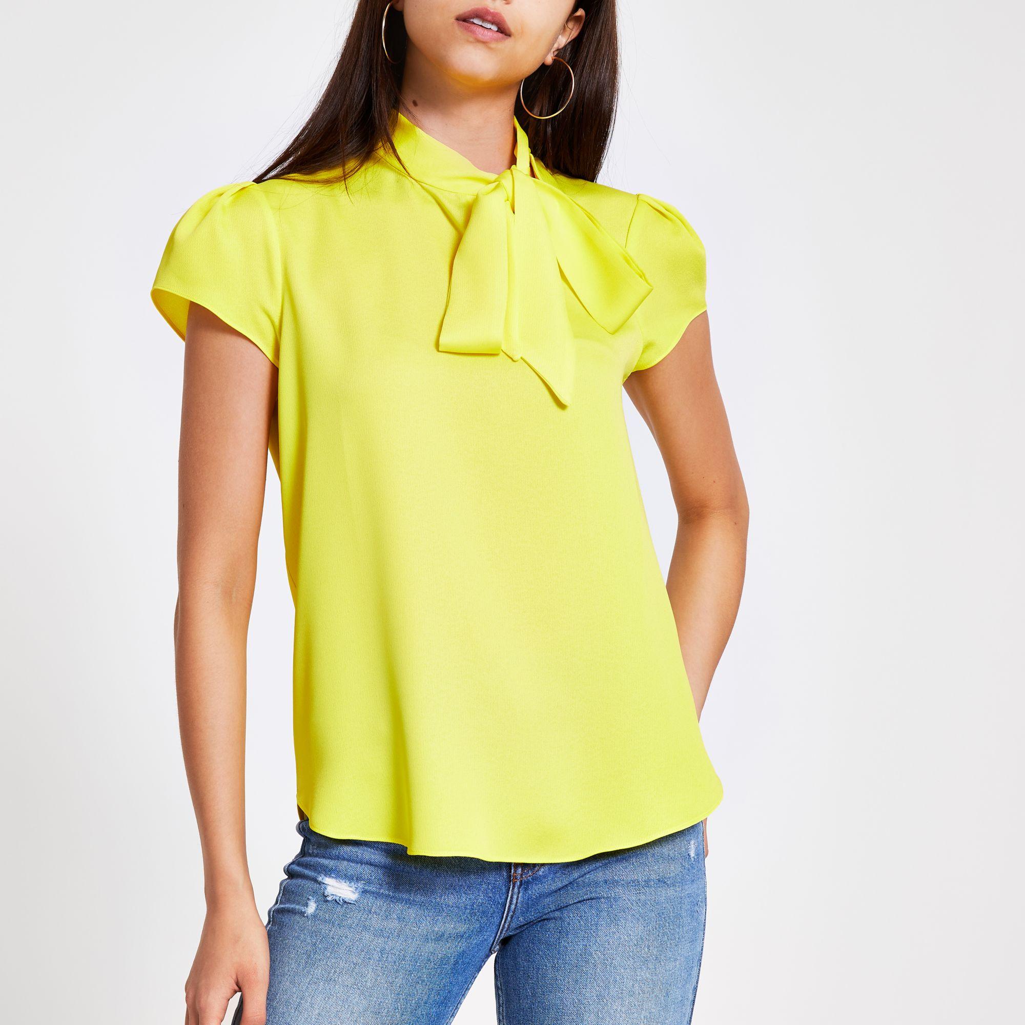 Yellow tie blouse Clearance