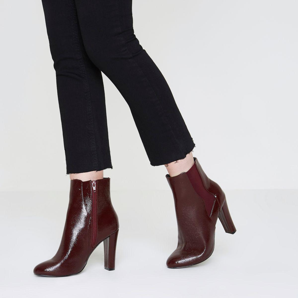 dark red ankle boots