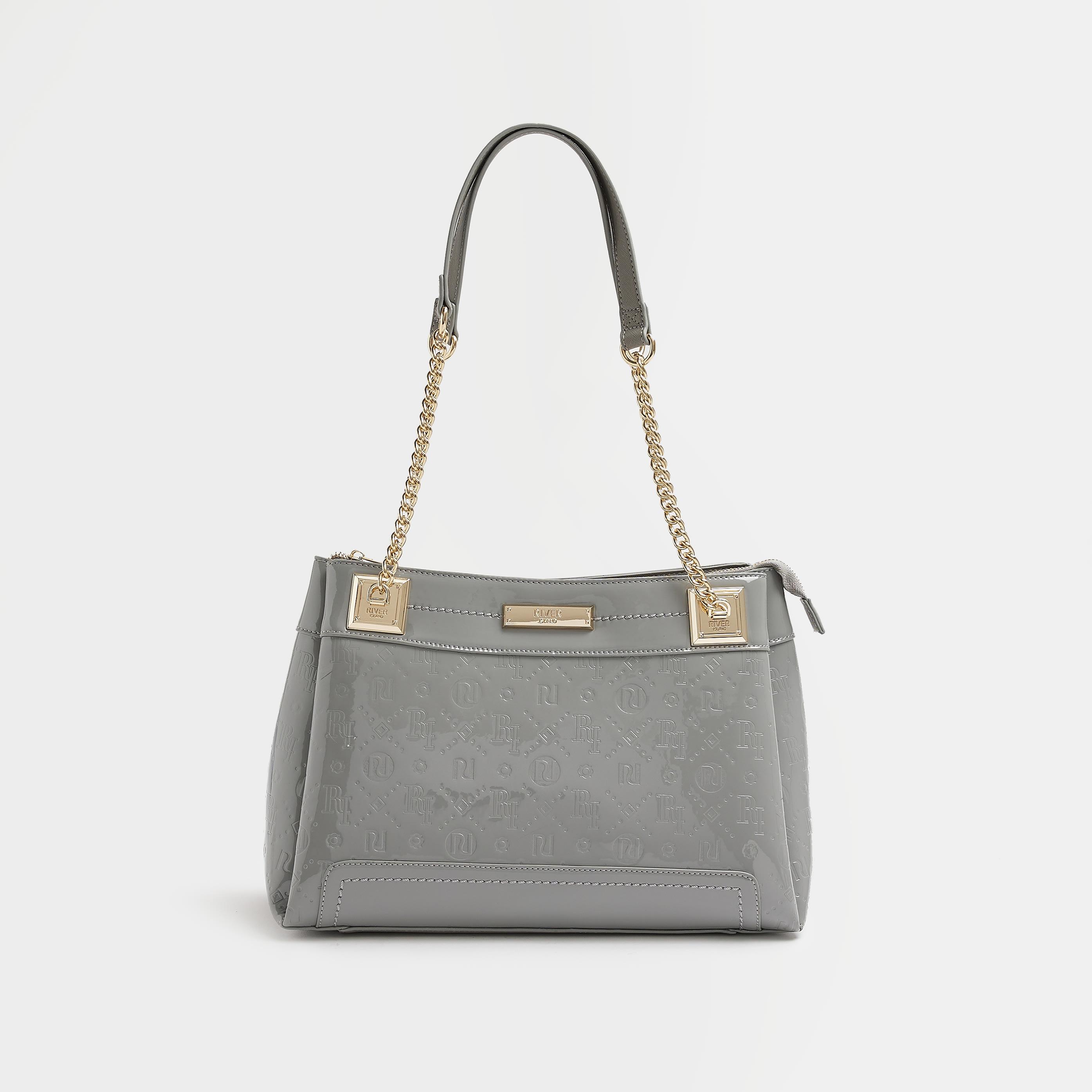 River island grey monogram bag hot sale