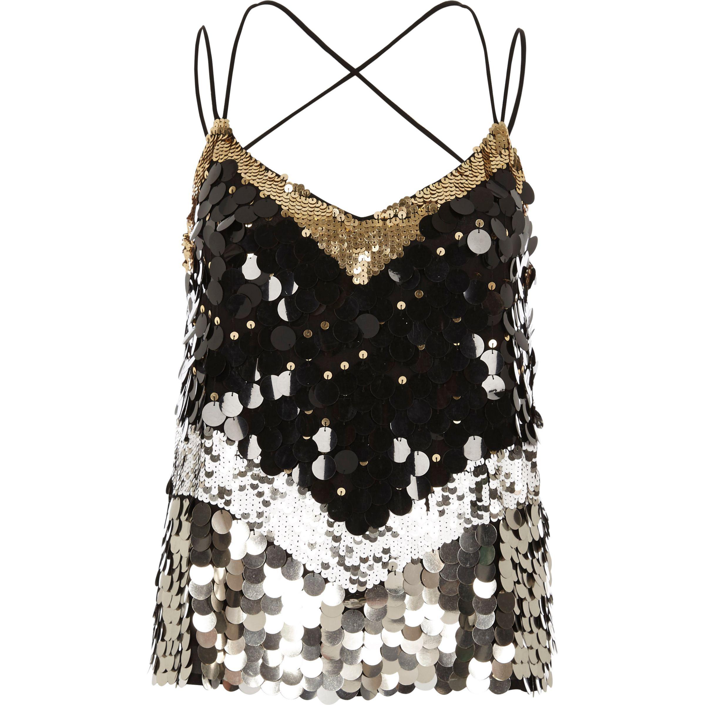 black sequin top river island