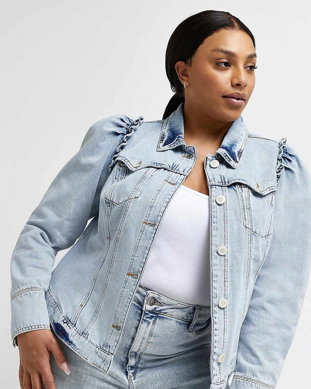 river island puff denim jacket