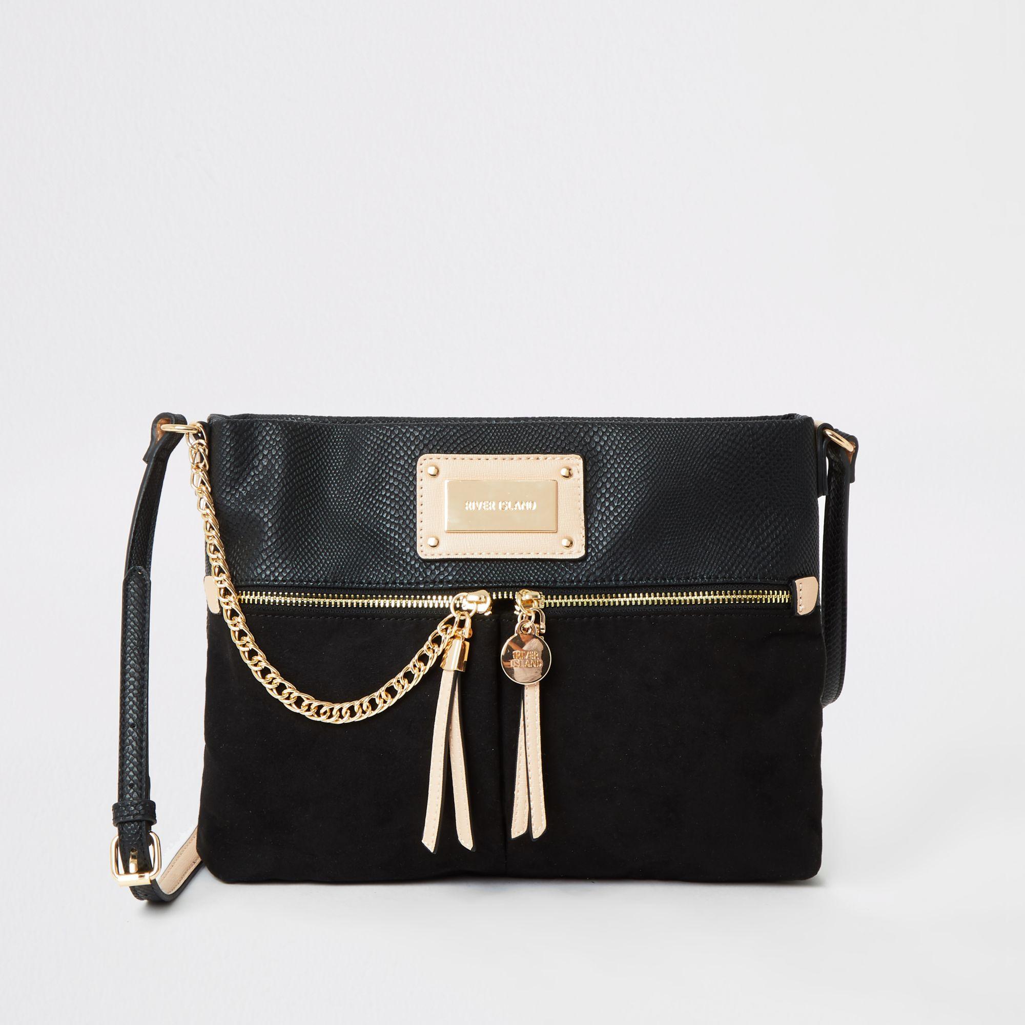 River Island Synthetic Chain Front Cross Body Bag in Black - Lyst
