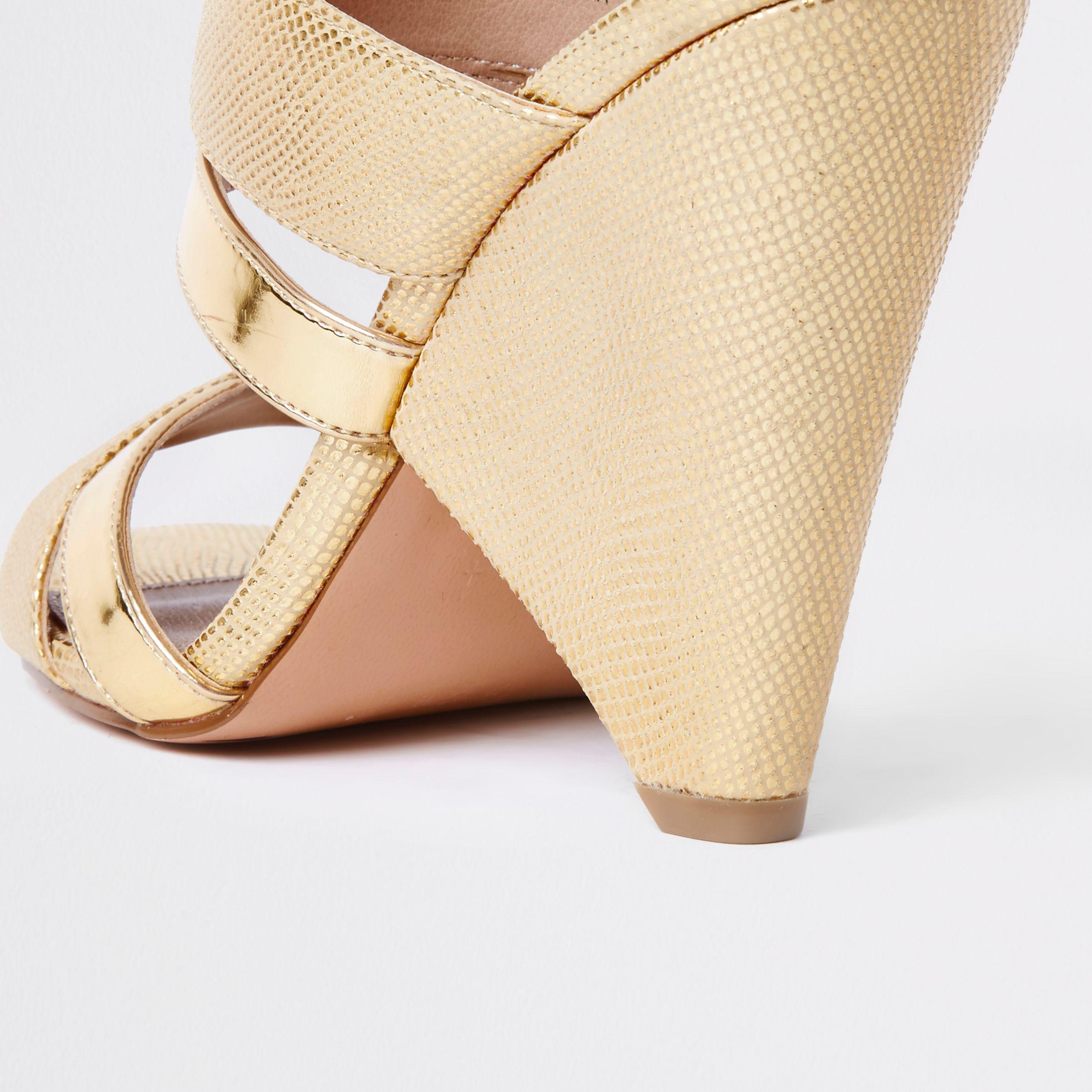 river island gold mules