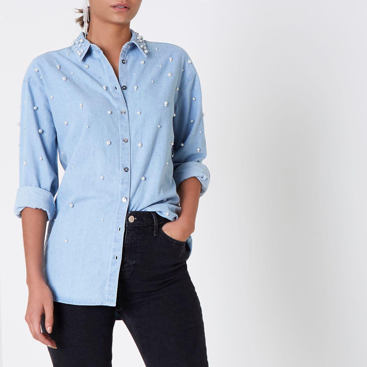 denim pearl shirt