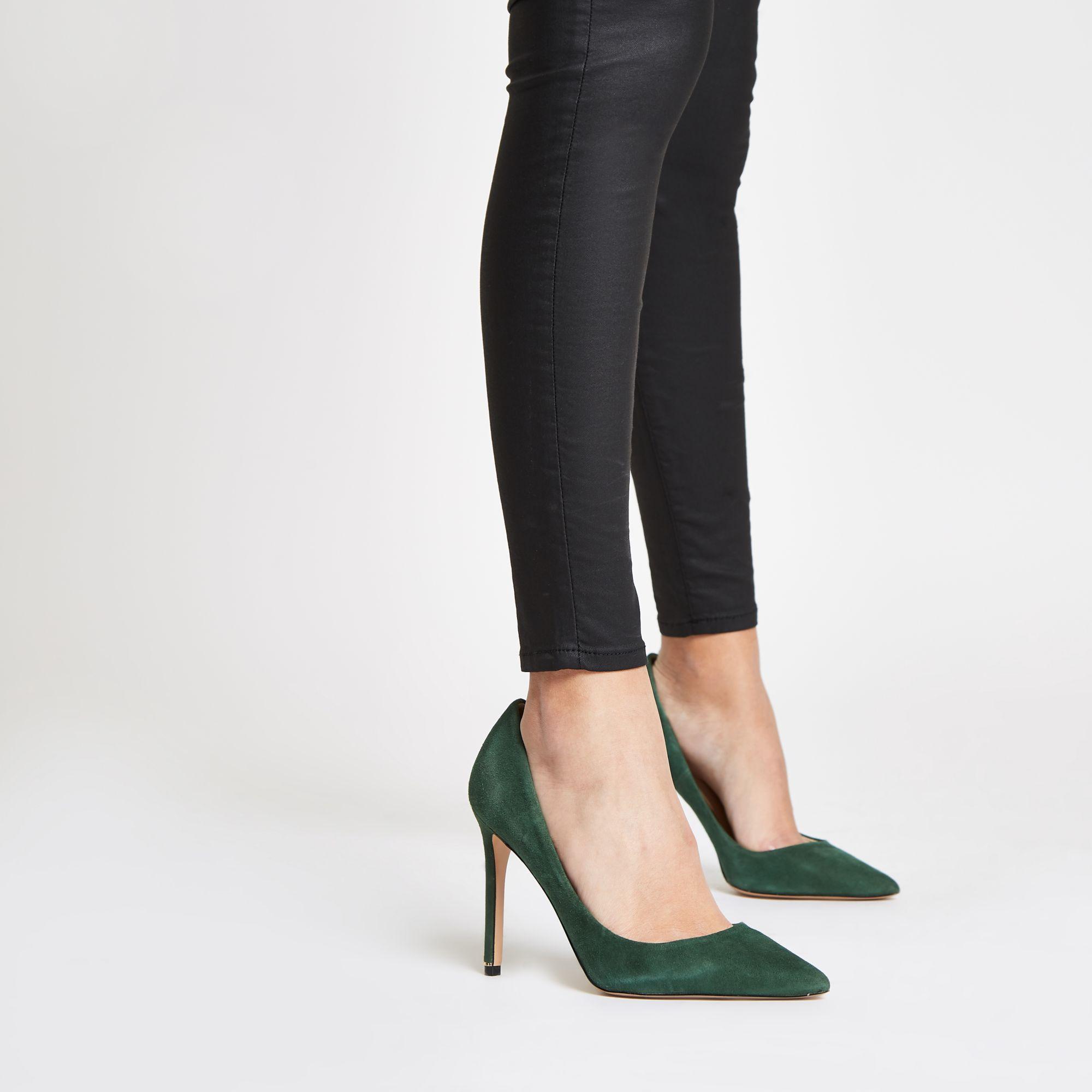 River Island Suede Court Shoes in Green | Lyst