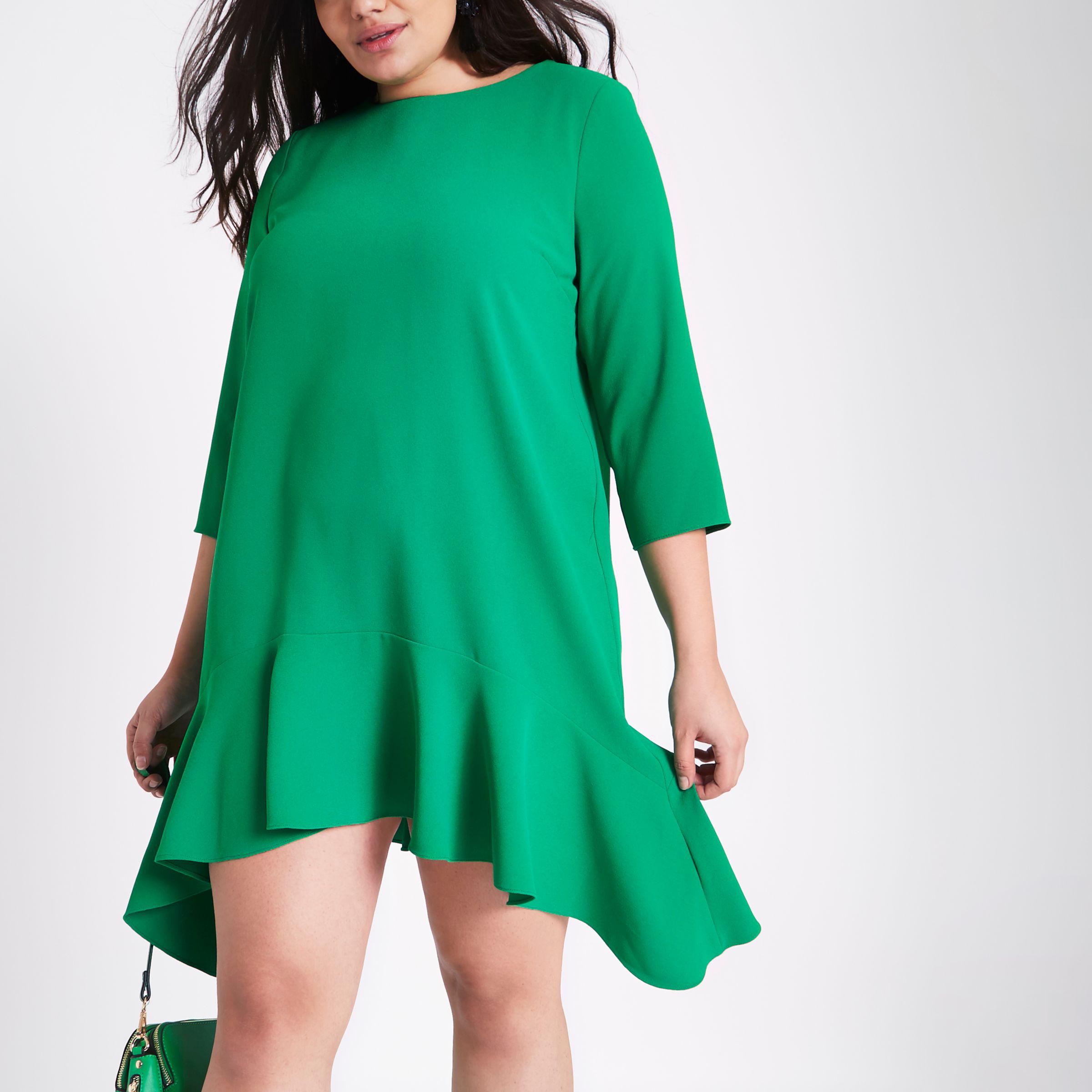river island green print dress