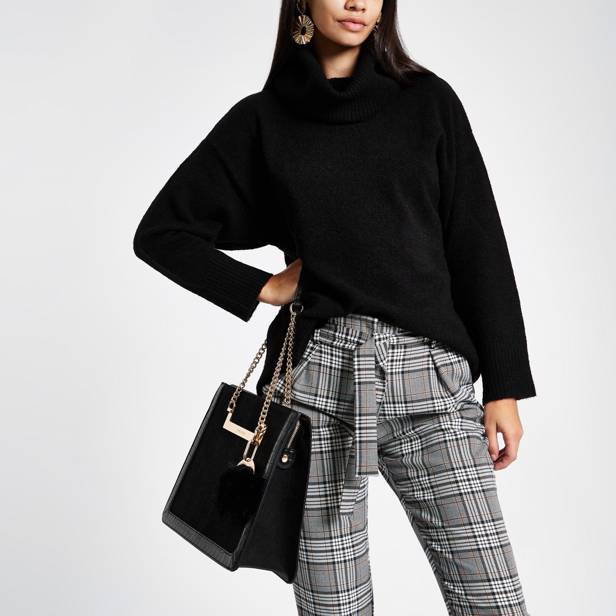 black chain handle bag