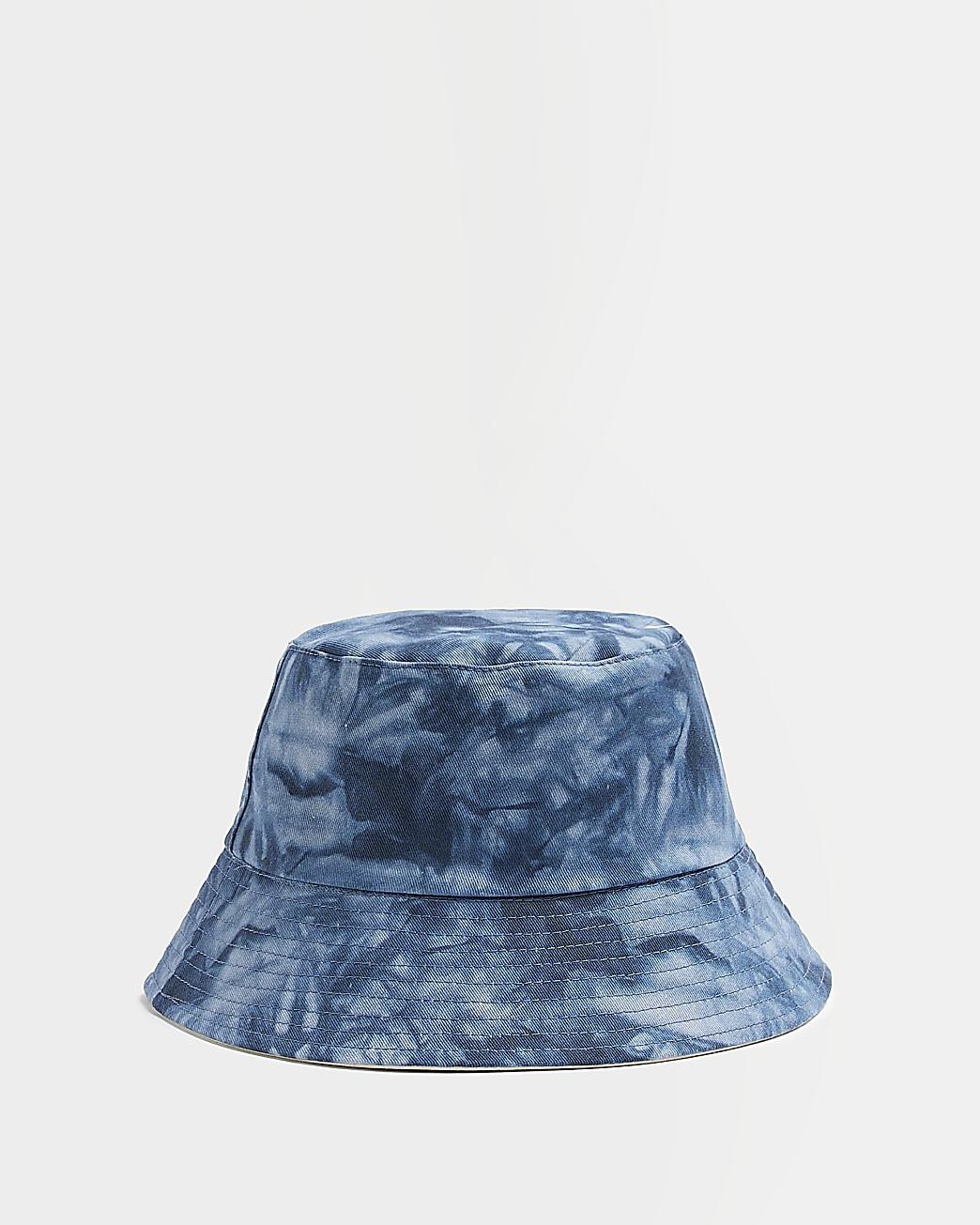 River Island Tie Dye Bucket Hat in Blue 