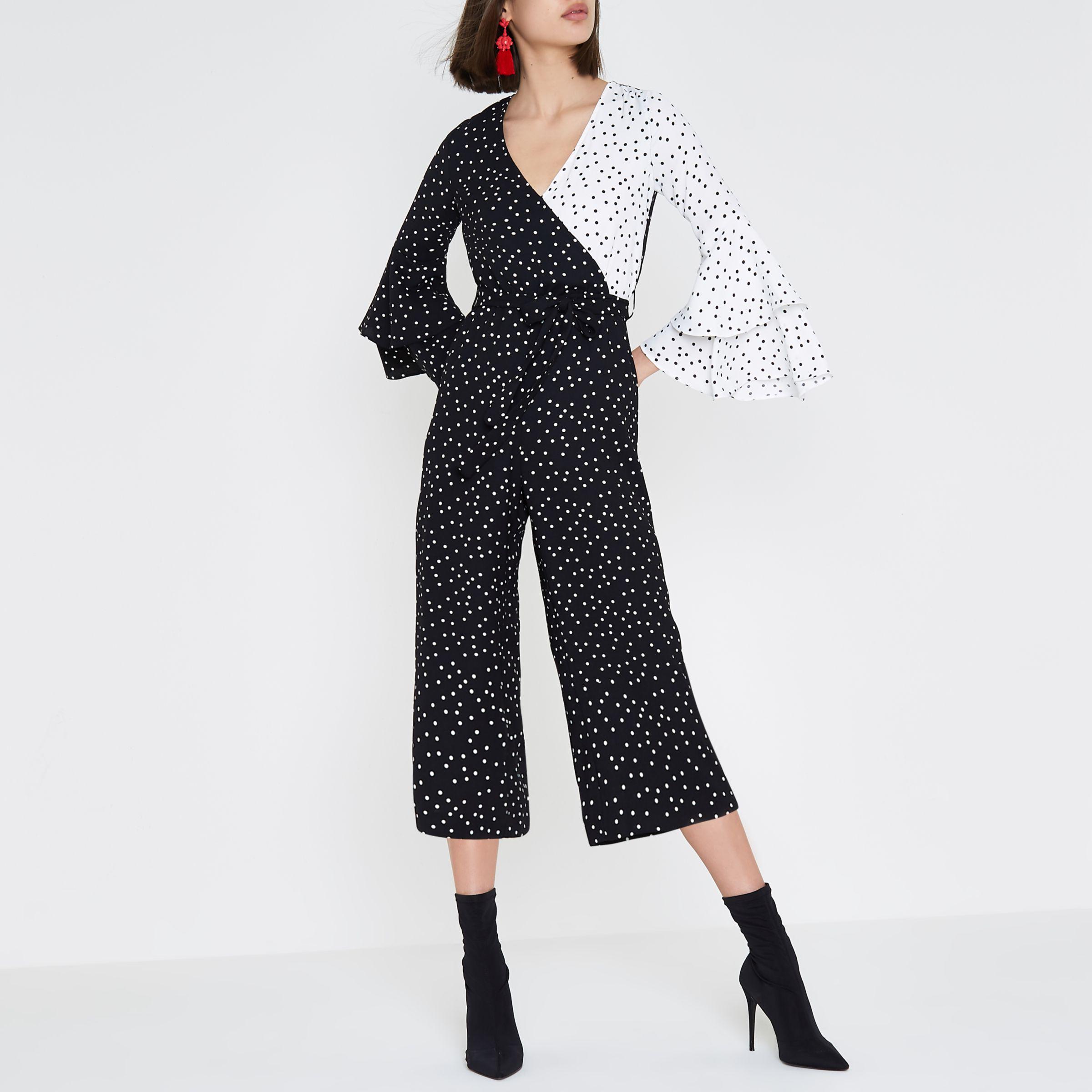 polka dot frill jumpsuit