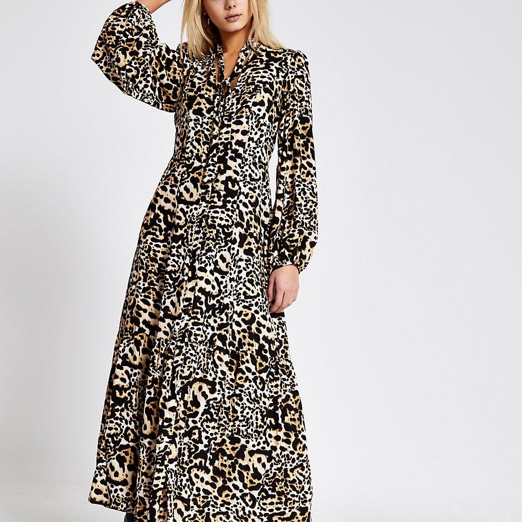 Tie Neck Midi Dress 