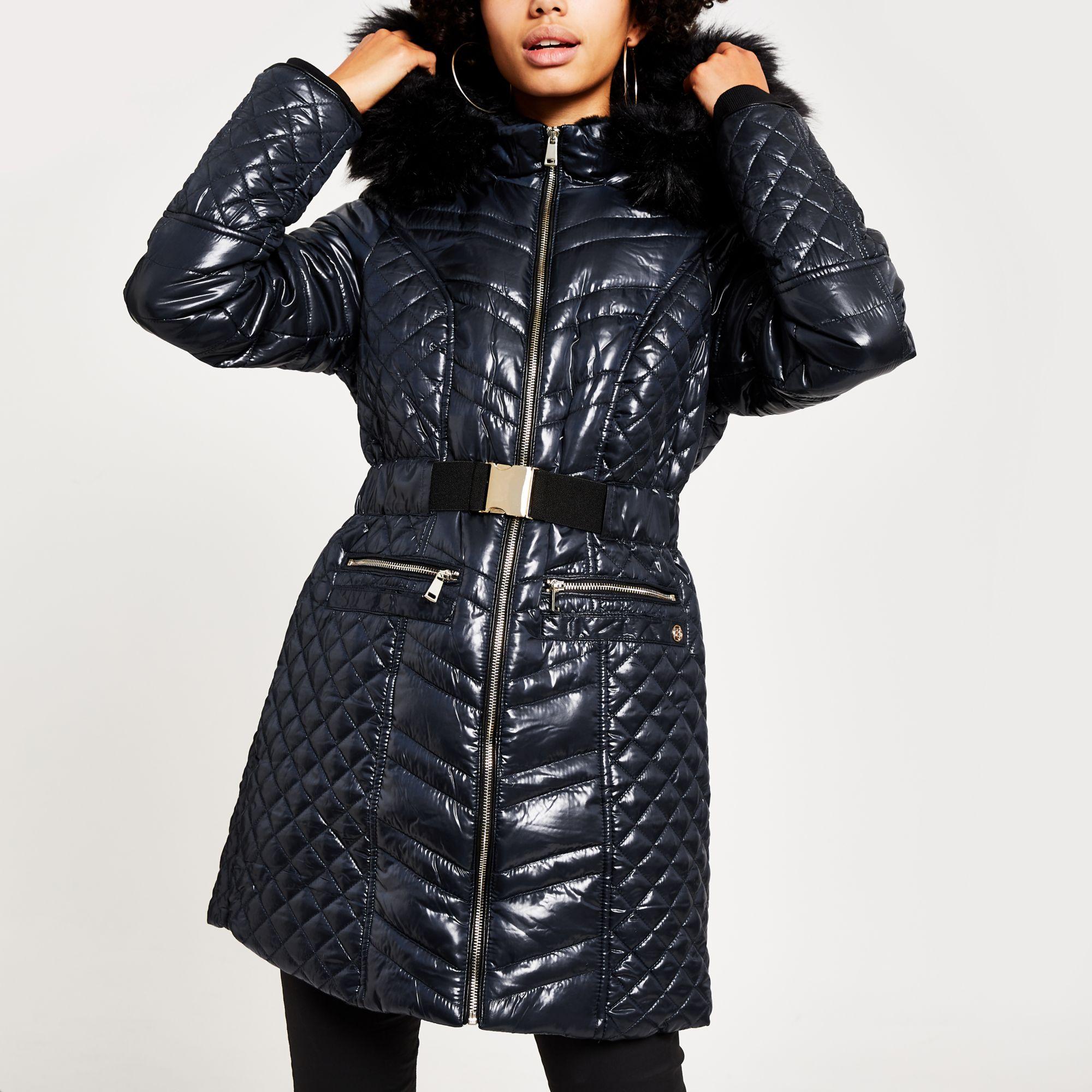 river island high shine padded coat