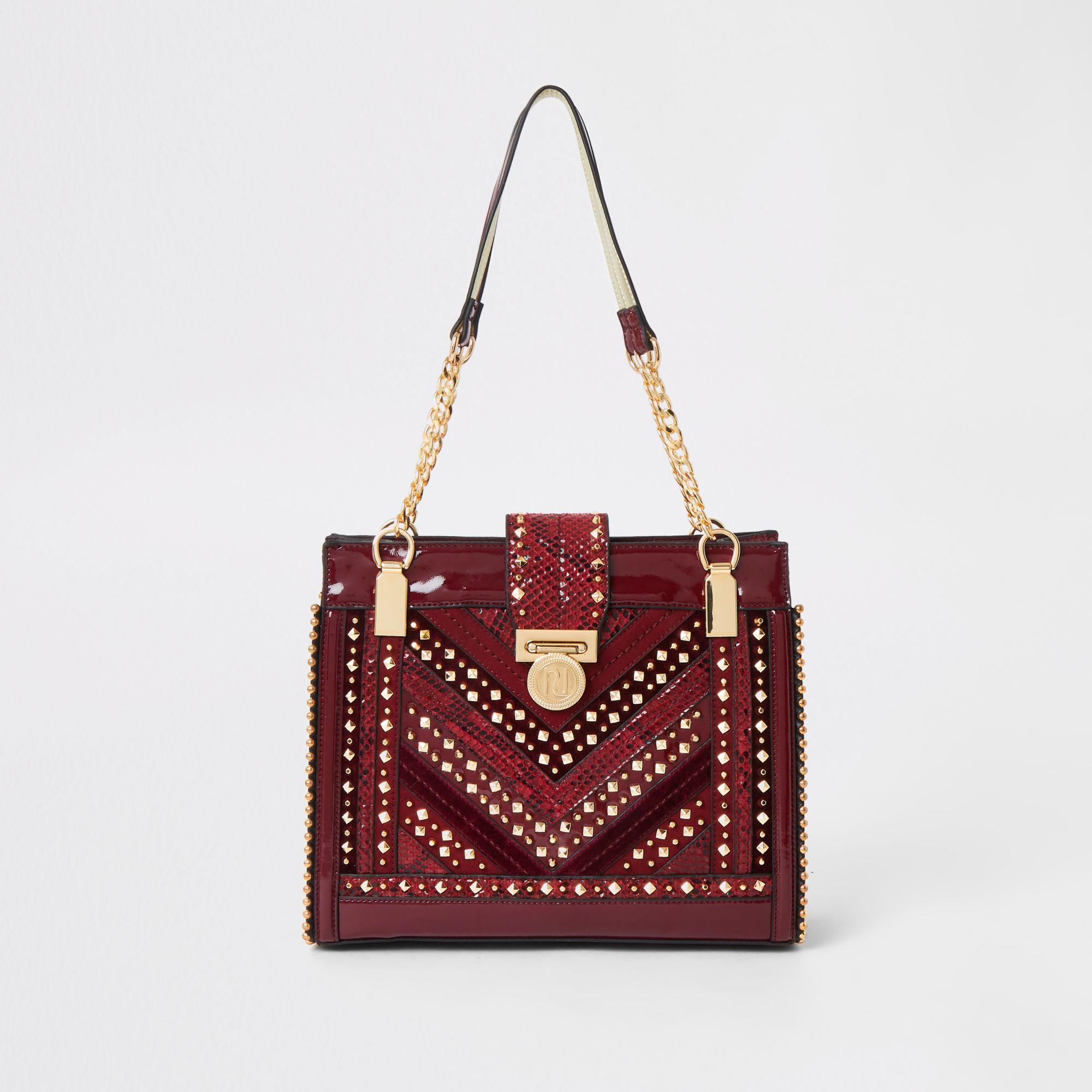 red studded bag