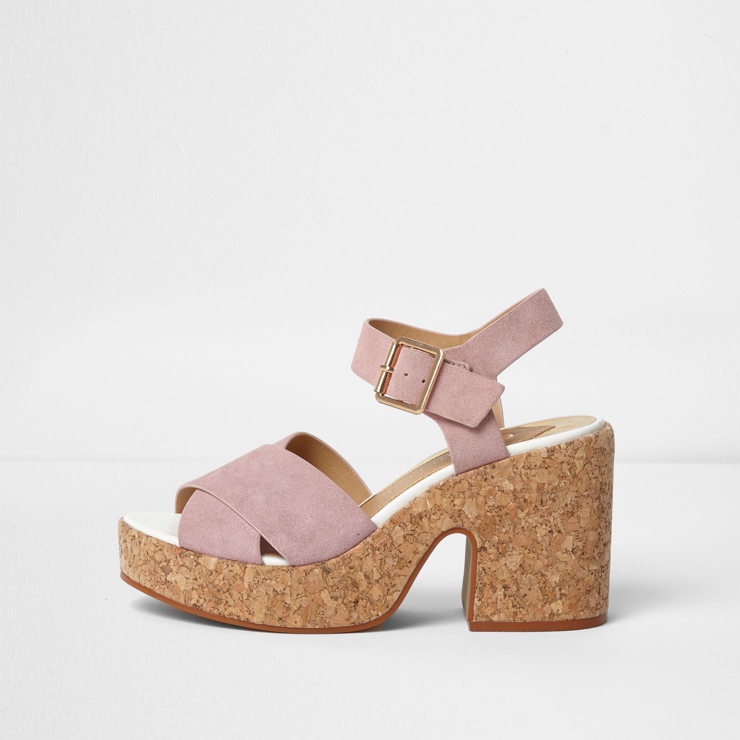 cork block heel sandals