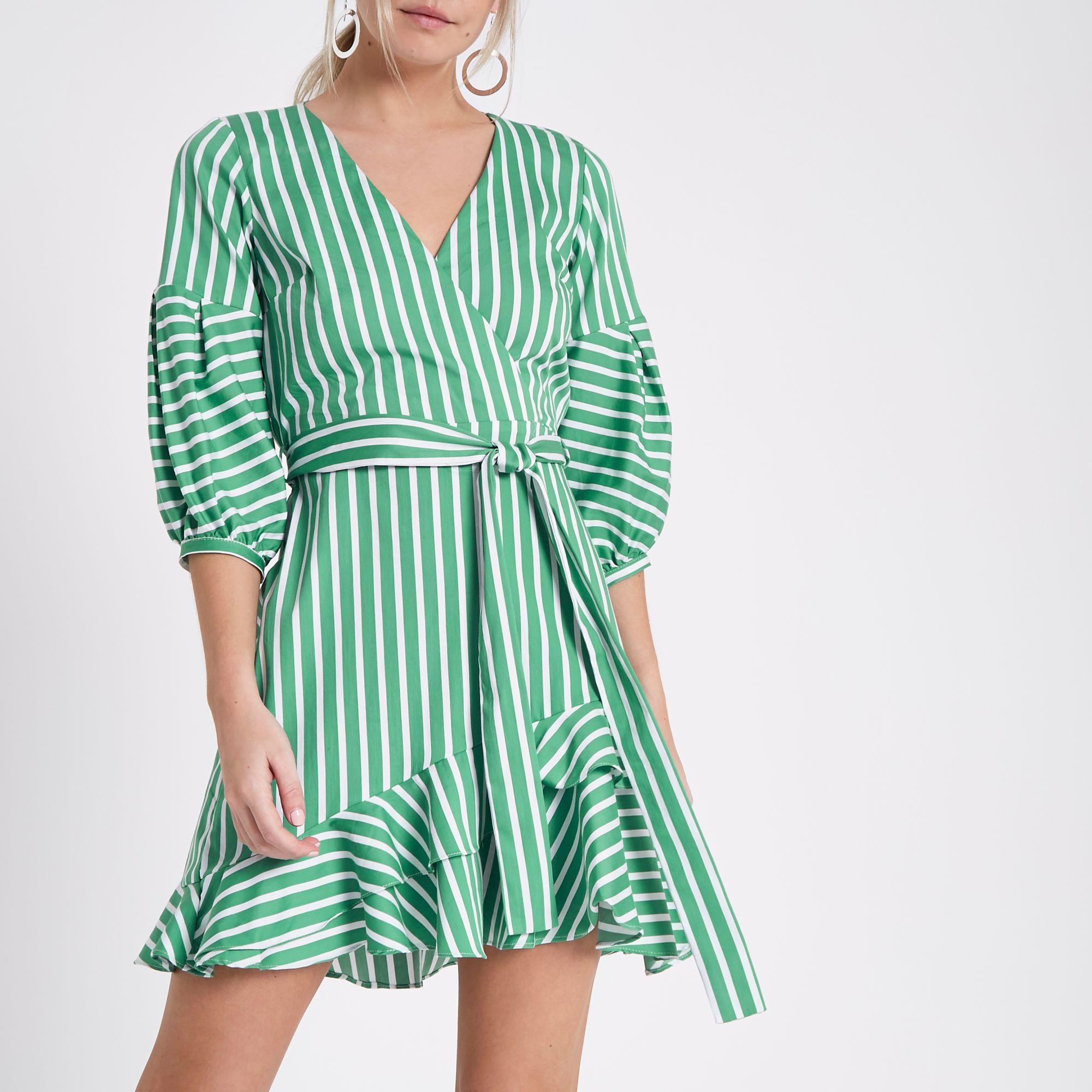 wrap frill hem dress