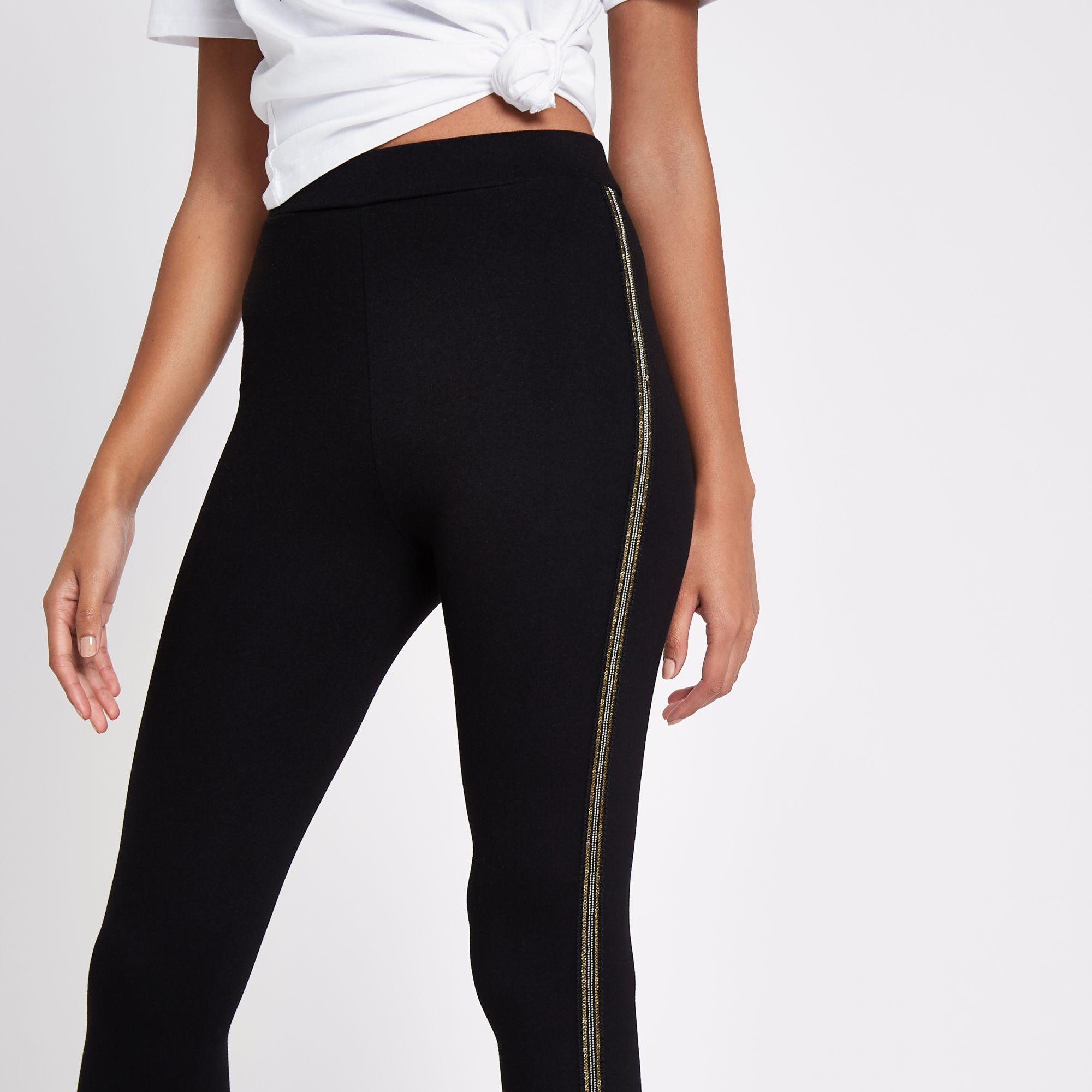 side sequin stripe leggings
