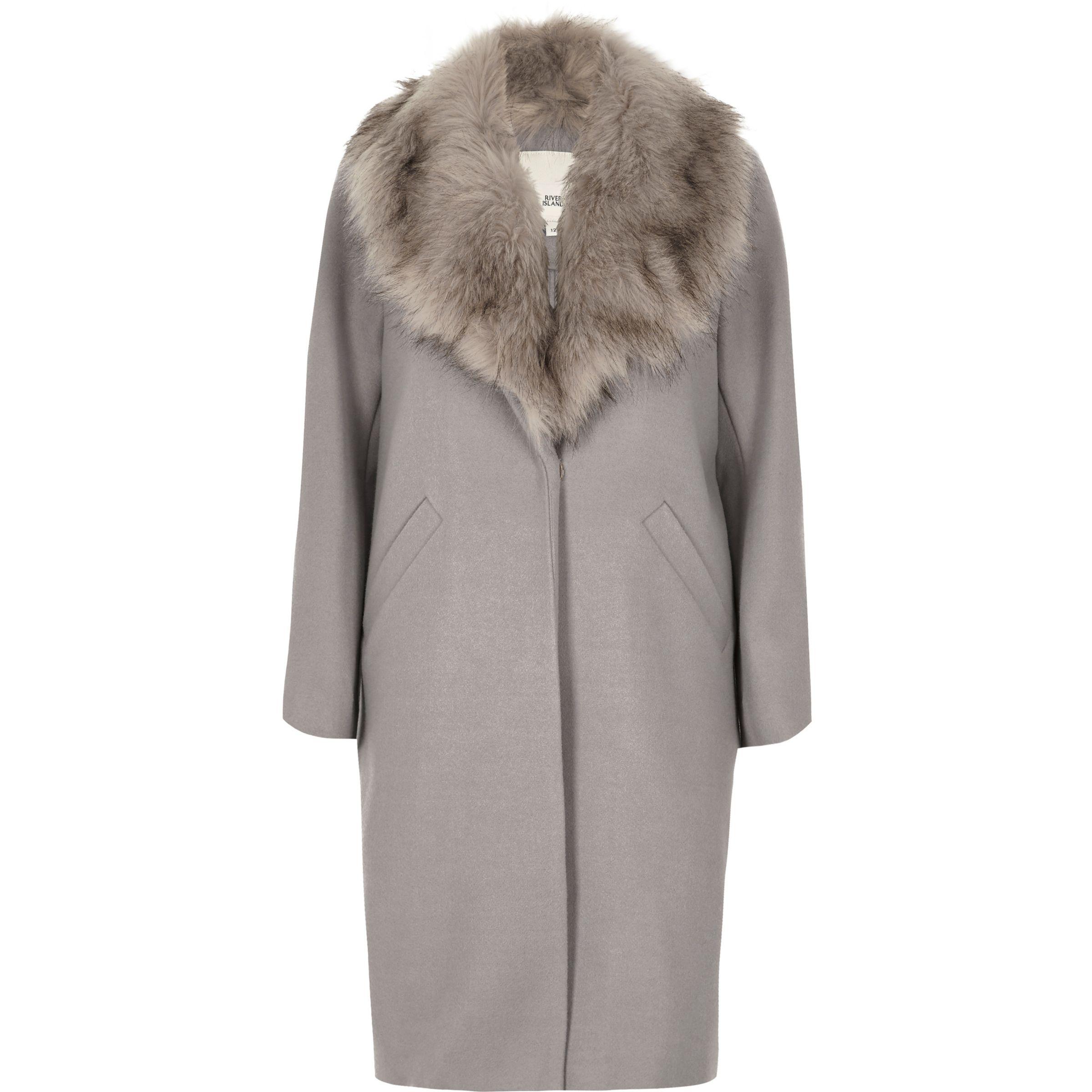river island grey wool coat