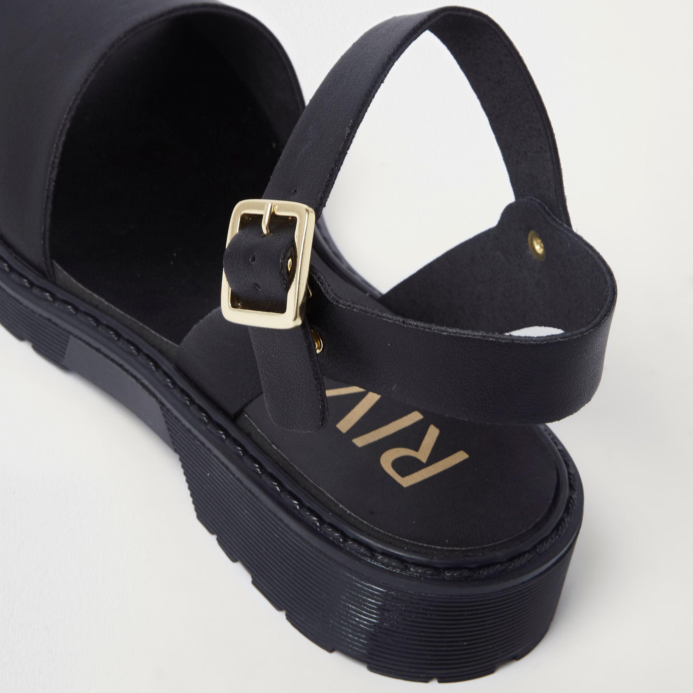 River Island Black Chunky Sole Sandals - Lyst